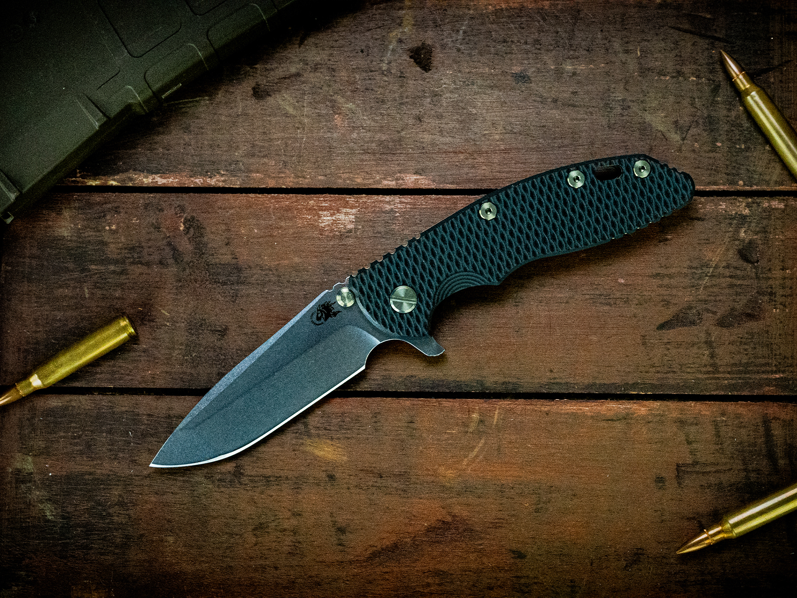 ExpProductCell_XM-18 3.5" Spanto-S45VN-Stonewash Green/Gold-Dark Green/Black G10-Green Ti Hardware/TS/Orange Alum Standoffs