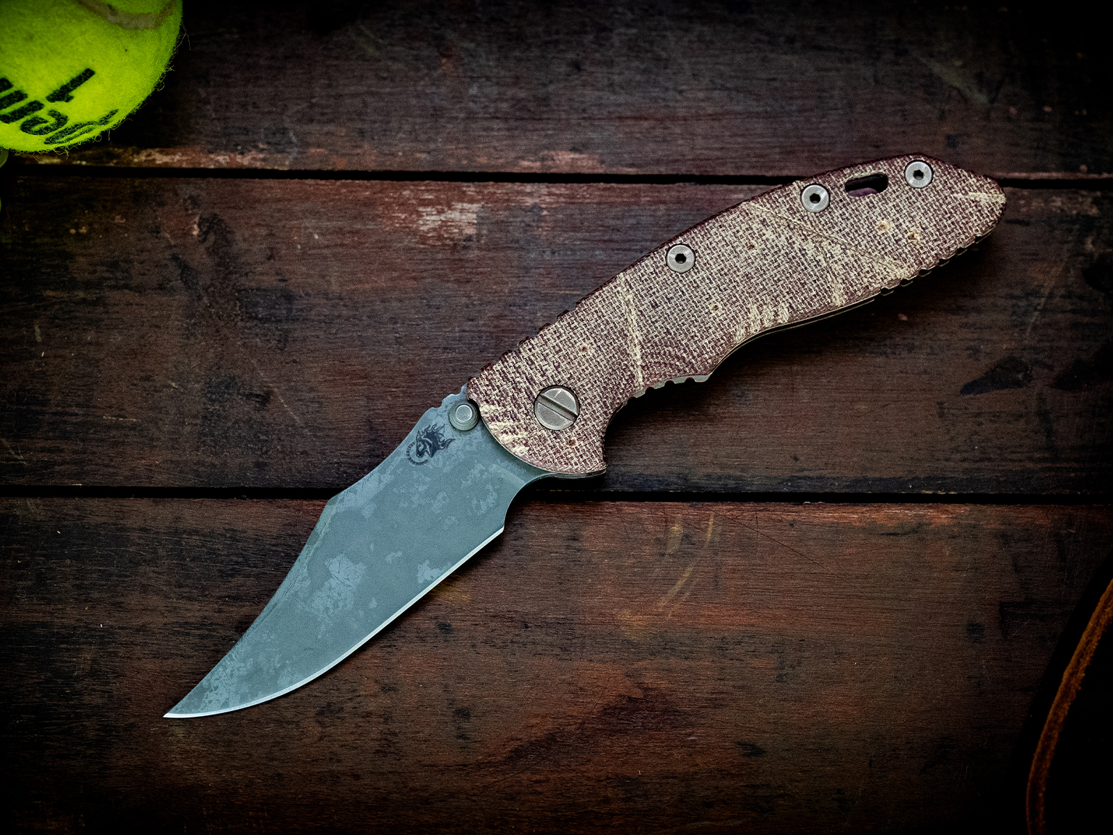 XM-18 3.5" Non-Flipper Bowie-S45VN-Battle Hound-24 Bronze-Textured Natural Micarta XM-18 3.5" Non-Flipper Bowie-S45VN-Battle Hound-24 Bronze-Textured Natural Micarta