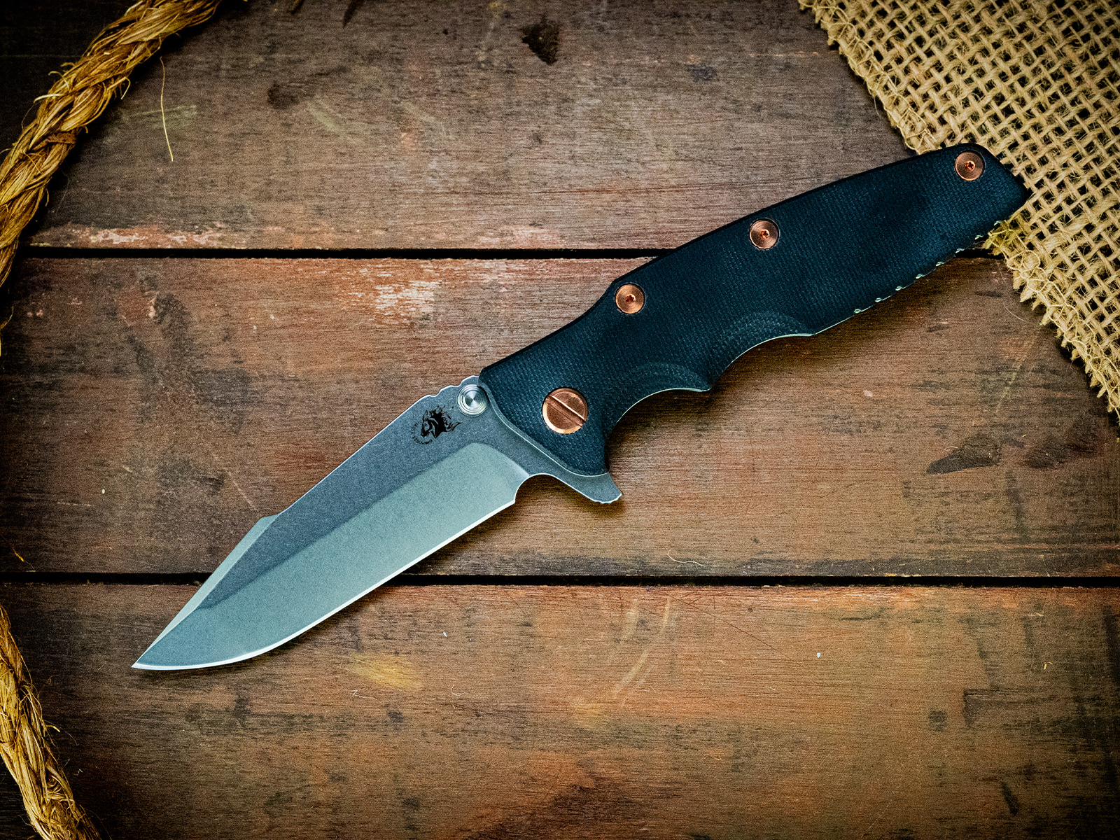 ExpProductCell_Eklipse-S45VN-Harpoon Spanto-Stonewash Green/Gold-Smooth Black Micarta-Copper Hardware