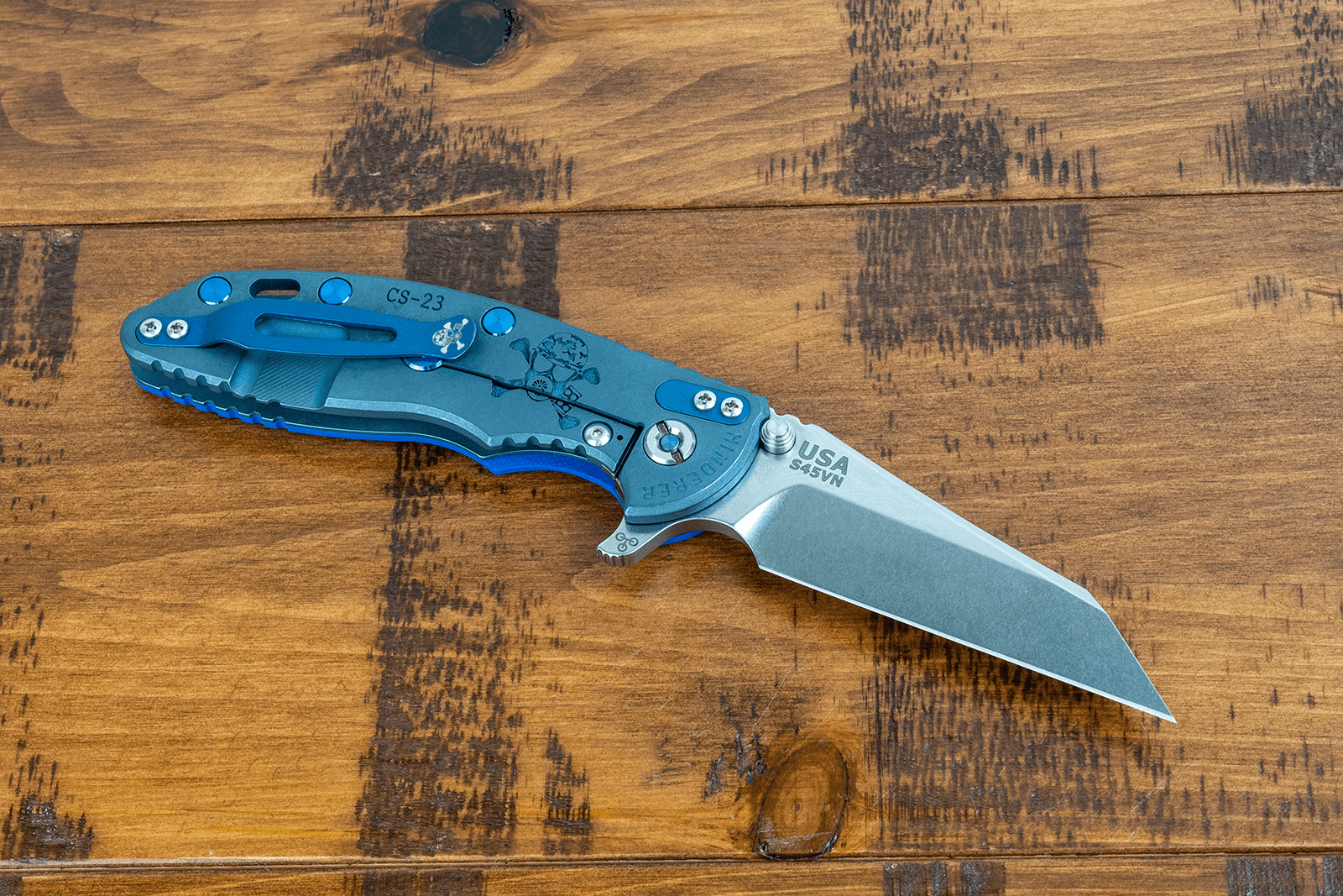 XM-18 3.5" Fatty Wharncliffe-S45VN-Containment.Series-Blue G10-Titanium Stonewash Blue Hardware XM-18 3.5" Fatty Wharncliffe-S45VN-Containment.Series-Blue G10-Titanium Stonewash Blue Hardware