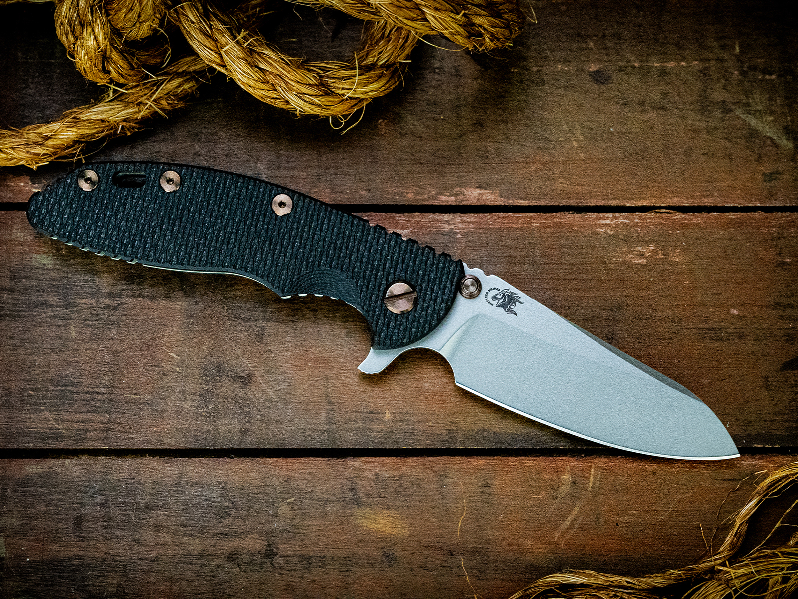 ExpProductCell_XM-18 3.5"-S45VN-Sheepsfoot-Bead Blast Green-Black G10-Bronze Ti Hardware/TS-LEFT HANDED