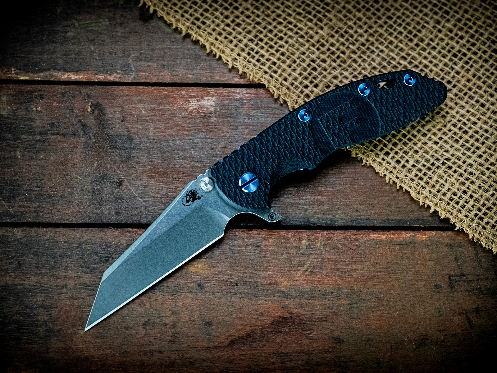 XM-18 3.5" Fatty Wharncliffe-S45VN-Stonewash Blue-*Fatty* Black G10- Blue Ti Hardware XM-18 3.5" Fatty Wharncliffe-S45VN-Stonewash Blue-*Fatty* Black G10- Blue Ti Hardware