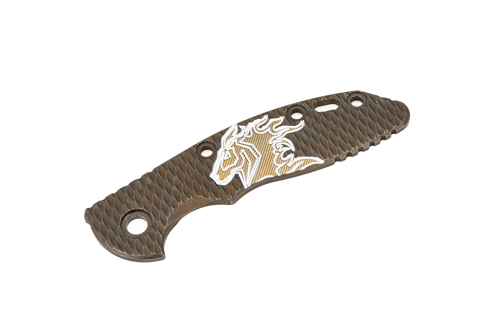 3.0" XM18 Titanium Scale-Engraved-Textured-Battle Bronze-Silver-Bronze 3.0" XM18 Titanium Scale-Engraved-Textured-Battle Bronze-Silver-Bronze