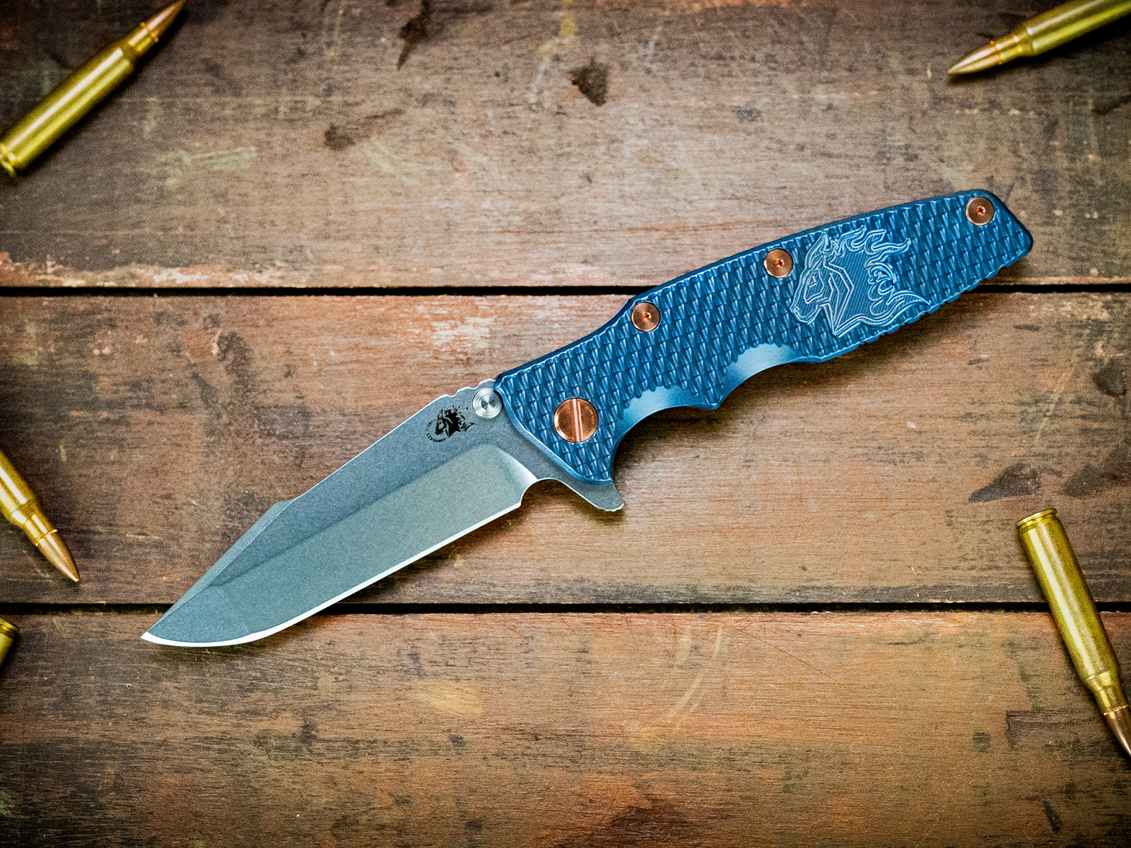 Eklipse-S45VN-Harpoon Spanto-Stonewash Blue-Milled Ti Horsehead-Copper hardware Eklipse-S45VN-Harpoon Spanto-Stonewash Blue-Milled Ti Horsehead-Copper hardware