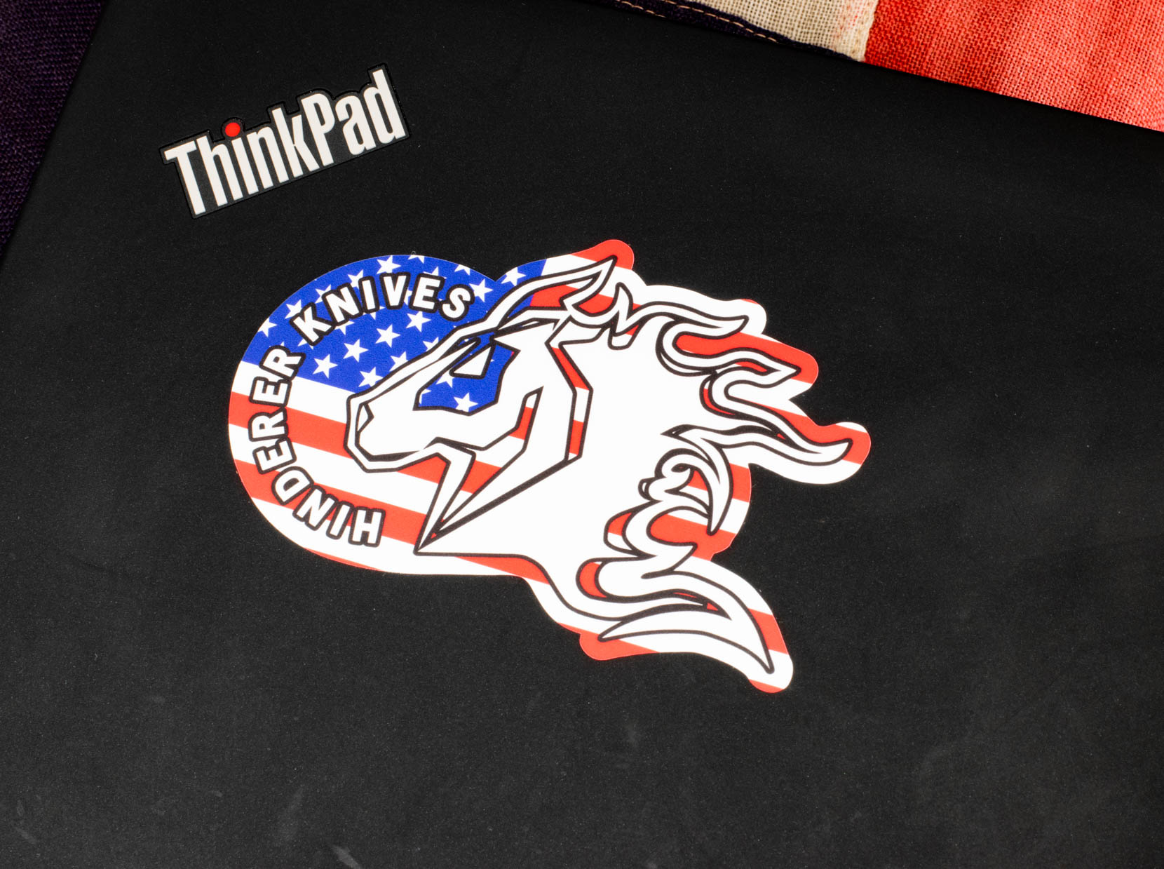 Rick Hinderer Knives Logo- US Flag Sticker Rick Hinderer Knives Logo- US Flag Sticker