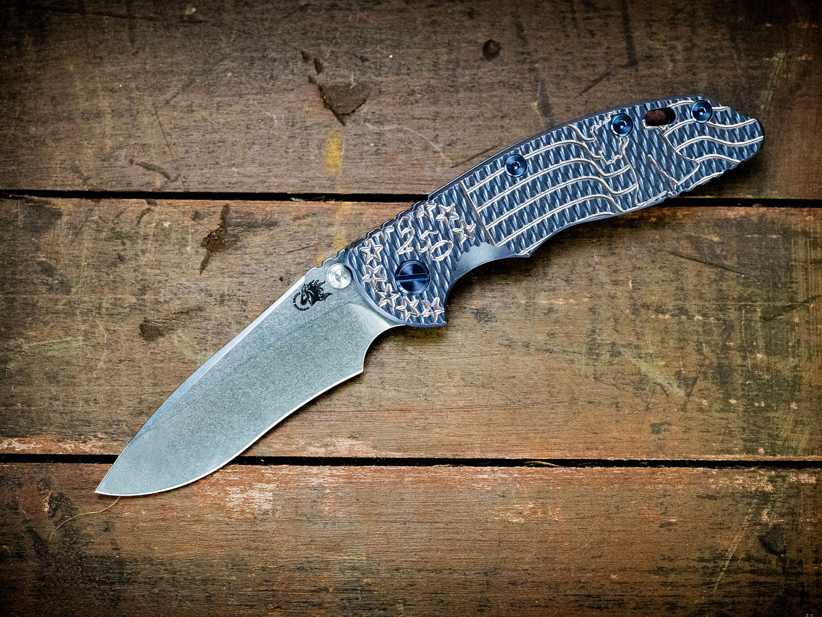 ExpProductCell_XM-18 3.5" Recurve-Non Flipper-Magnacut-Liberty Bell Textured Stonewash Blue-Blue Ti Hardware ExpProductCell_XM-18 3.5" Recurve-Non Flipper-Magnacut-Liberty Bell Textured Stonewash Blue-Blue Ti Hardware