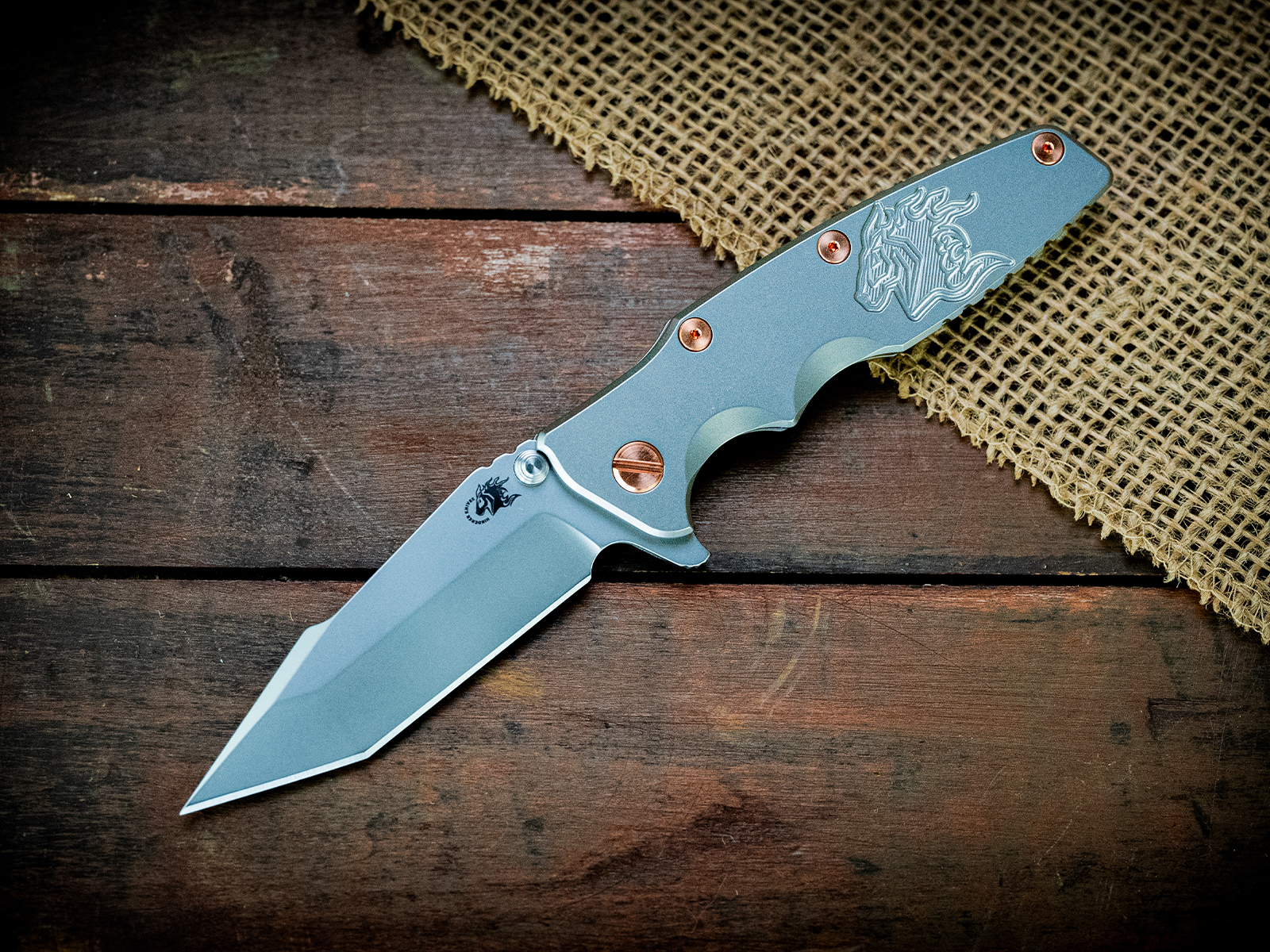 Eklipse-Harpoon Tanto-S45VN-Bead Blast Full Ti-Milled Horsehead-Copper Hardware Eklipse-Harpoon Tanto-S45VN-Bead Blast Full Ti-Milled Horsehead-Copper Hardware