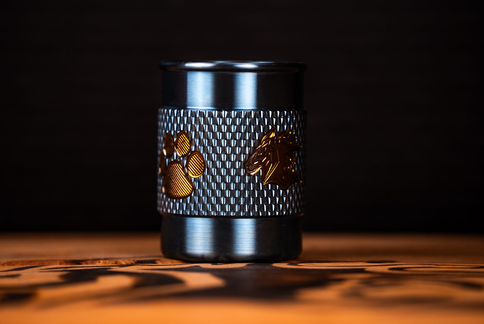 Rick's Special - Rick Hinderer Knives Shot Glass Textured with Dog Paws - Titanium Blue/Bronze Rick's Special - Rick Hinderer Knives Shot Glass Textured with Dog Paws - Titanium Blue/Bronze