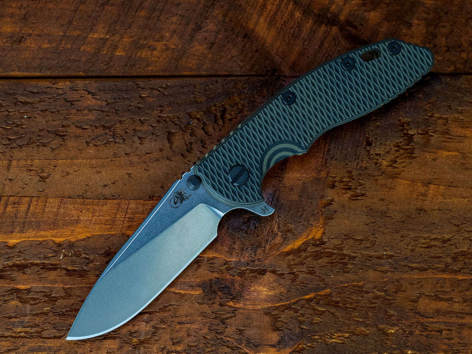 XM-18 3.5- Slicer Hollow Ground-S45VN-Stonewash Gold-OD Green/Black G10-Black Nitride Hardware XM-18 3.5- Slicer Hollow Ground-S45VN-Stonewash Gold-OD Green/Black G10-Black Nitride Hardware