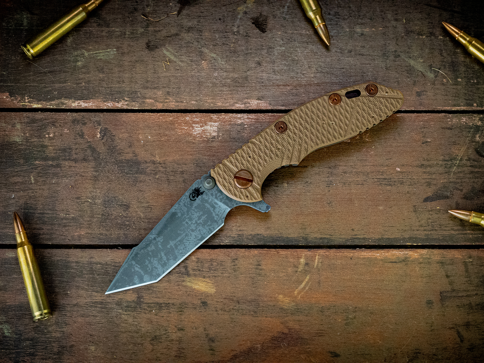 XM-18 3" Harpoon Tanto-S45VN-Battle Hound 24 Bronze-Coyote G10-Copper Hardware XM-18 3" Harpoon Tanto-S45VN-Battle Hound 24 Bronze-Coyote G10-Copper Hardware