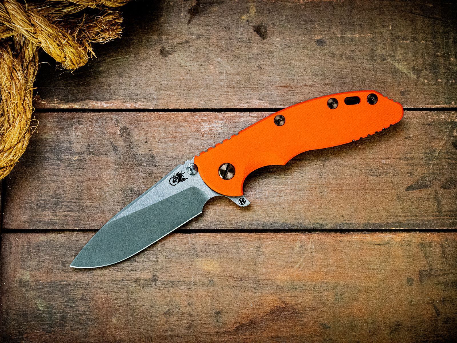 ExpProductCell_XM-18 3.5"-20CV-Slicer-Hollow Ground-Working Finish Two Tone-Stonewash Bronze-Smooth Orange G10-Bronze Ti/Aluminum Standoffs Eklipse Hardware