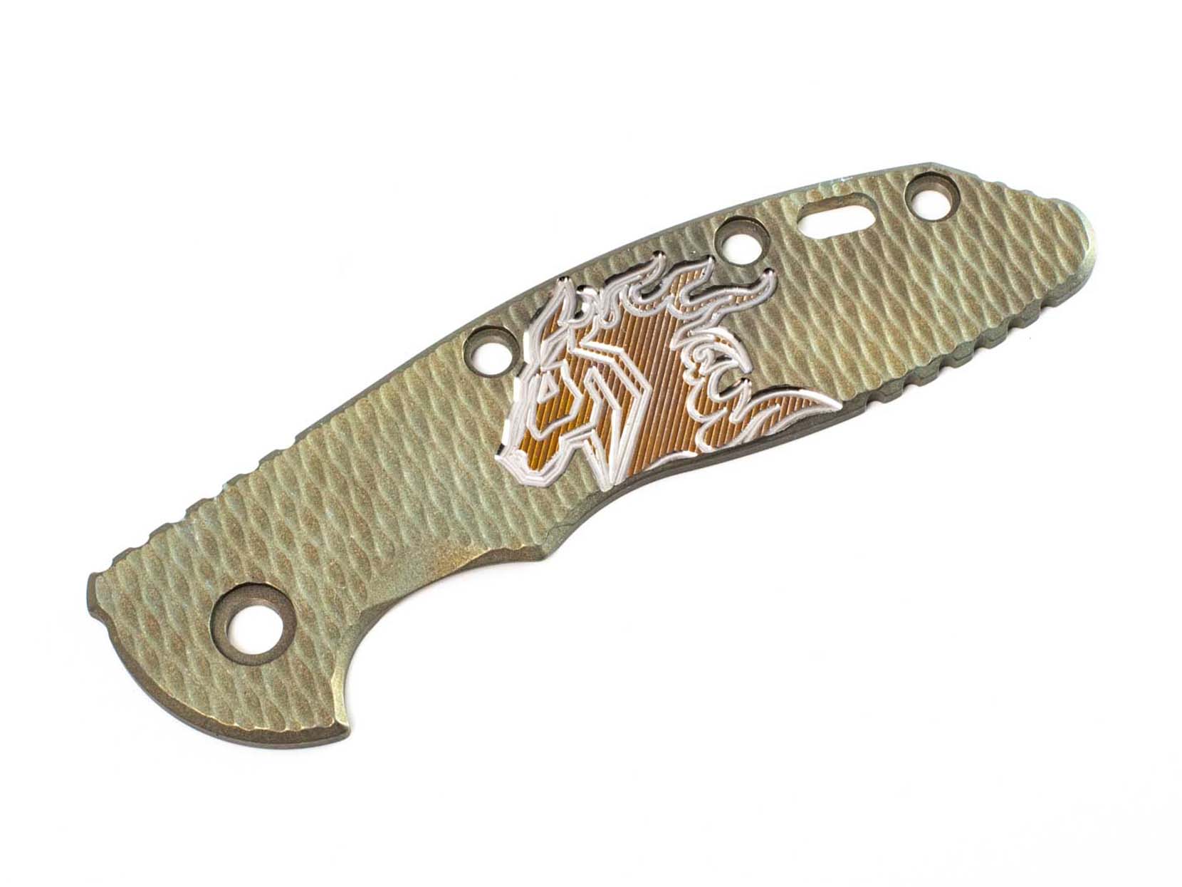 3.5" XM18-Titanium Scale-Textured-Milled Horse Head Logo-Battle Green-Bronze/Silver 3.5" XM18-Titanium Scale-Textured-Milled Horse Head Logo-Battle Green-Bronze/Silver