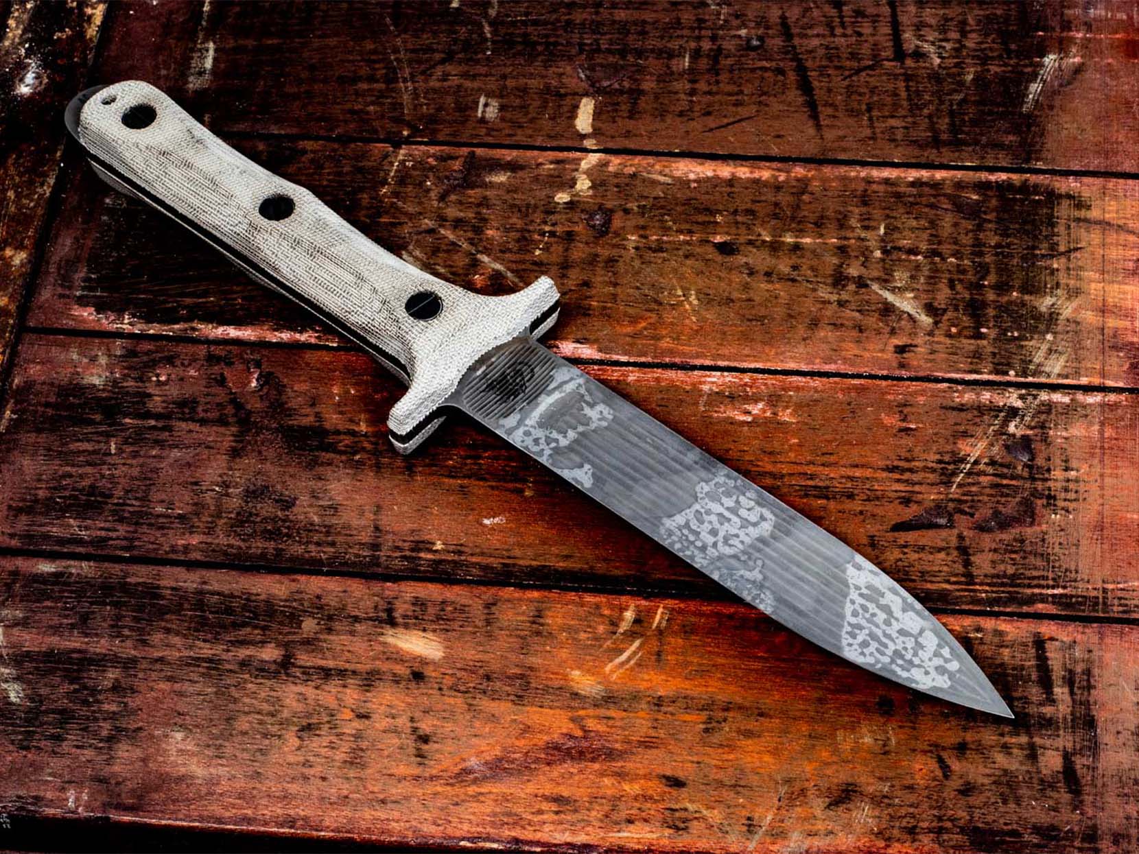 Rick Hinderer Knives "EK" Dagger-Battle Field Pickup-BPU374-Hollow Ground-CPM 3V-OD Green Micarta