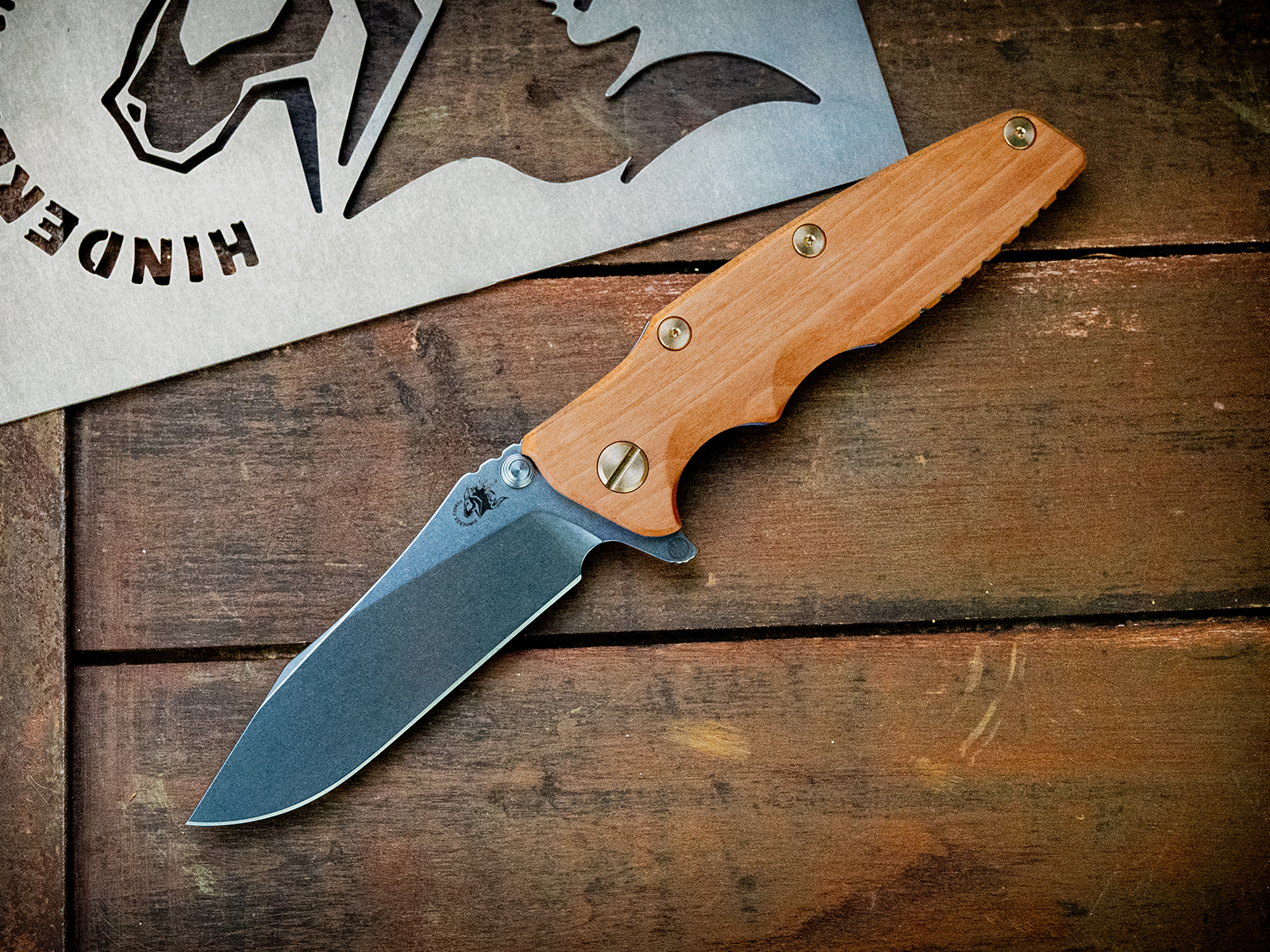Eklipse-S45VN-Slicer Hollow Ground-Stonewash Blue-Cherry-Brass Hardware Eklipse-S45VN-Slicer Hollow Ground-Stonewash Blue-Cherry-Brass Hardware
