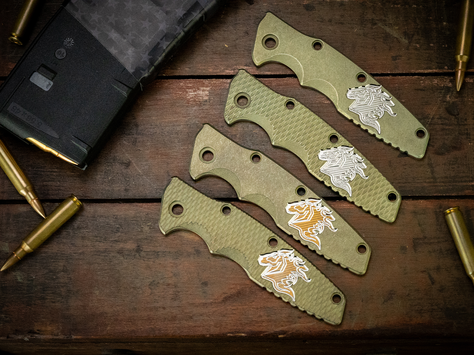 ExpProductCell_Eklipse 3.5"Titanium Scale-Milled Horse Head Logo-Battle Green
