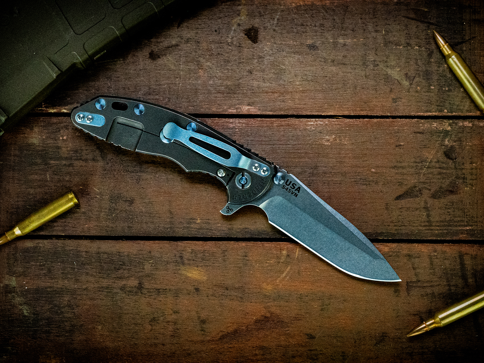 ExpProductCell_XM-18 3.5" Spanto-S45VN-Stonewash Blade-Battle Black-Grey/Black G10-Blue Ti Hardware/TS