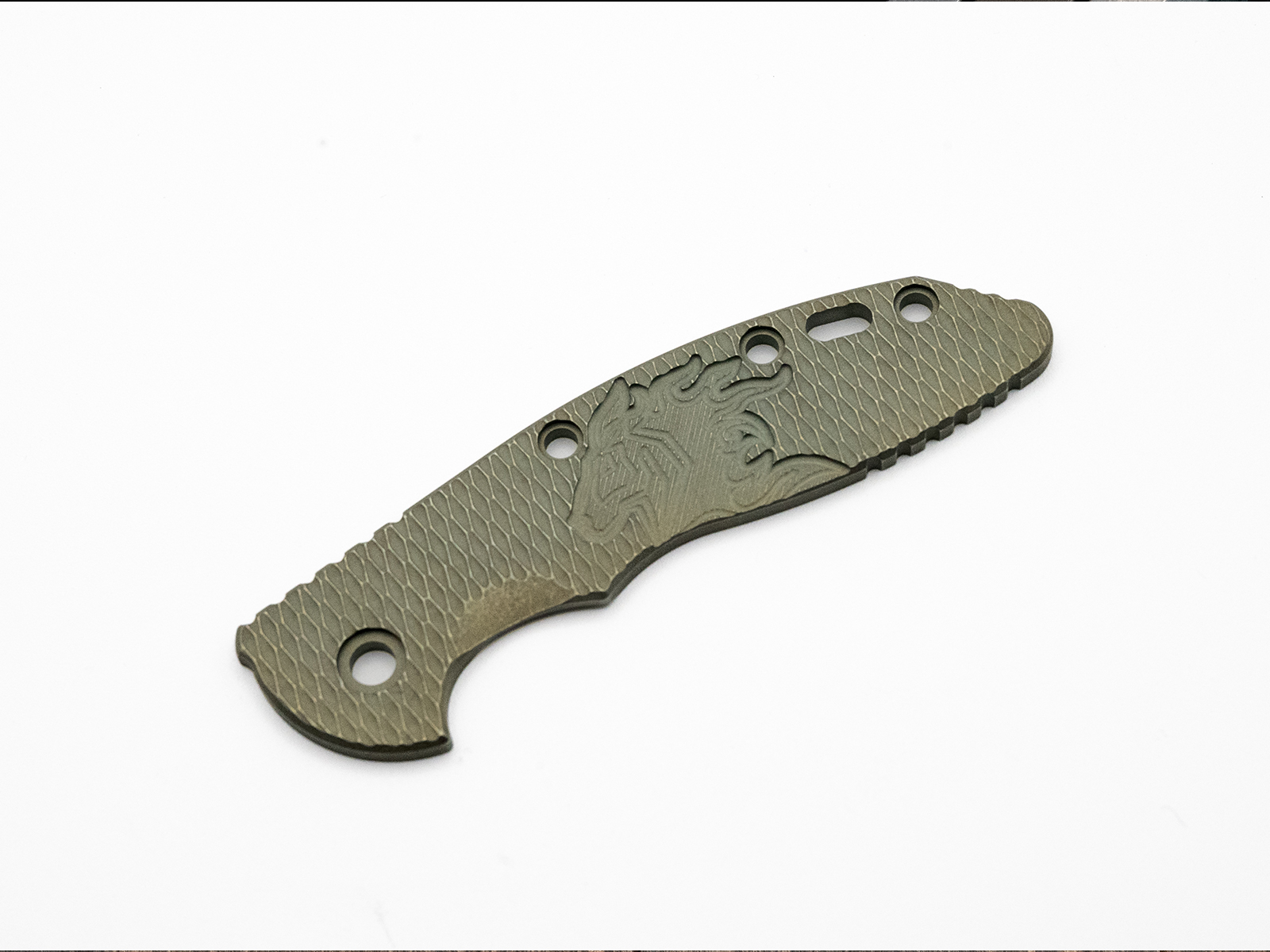 ExpProductCell_3.5" XM18 Titanium Scale-Milled Horse Head Logo-Textured-Battle Green