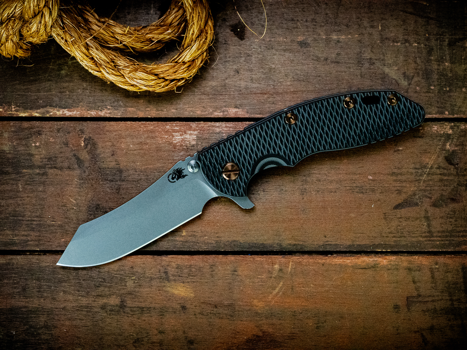 XM-18 3.5"-S45VN-Skinner-Battle Blue-Grey/Black G10-Bronze Ti Hardware-Black Holey Clip XM-18 3.5"-S45VN-Skinner-Battle Blue-Grey/Black G10-Bronze Ti Hardware-Black Holey Clip