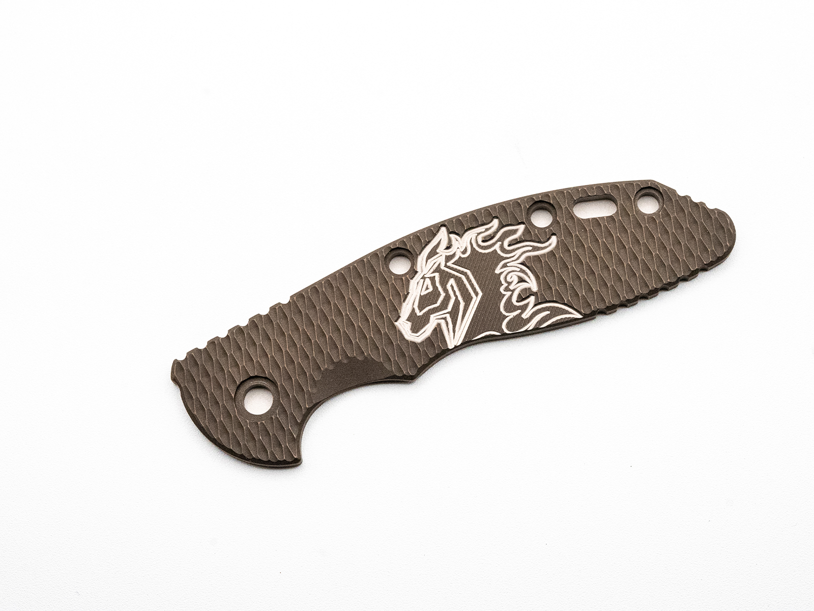 ExpProductCell_3.5" XM18 Titanium Scale-Milled Horse Head Logo-Textured-Battle Bronze-Silver/Battle Bronze