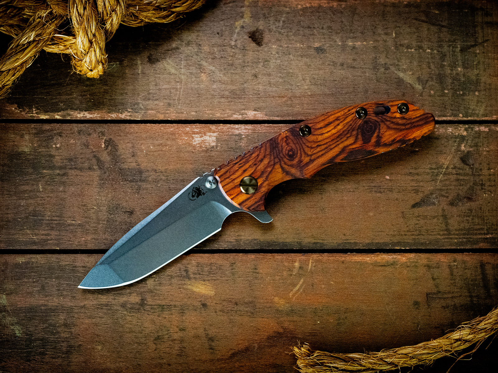 XM-18 3.5" Spanto-Stonewash Purple/Blue-Cocobolo-Bronze Ti Hardware XM-18 3.5" Spanto-Stonewash Purple/Blue-Cocobolo-Bronze Ti Hardware