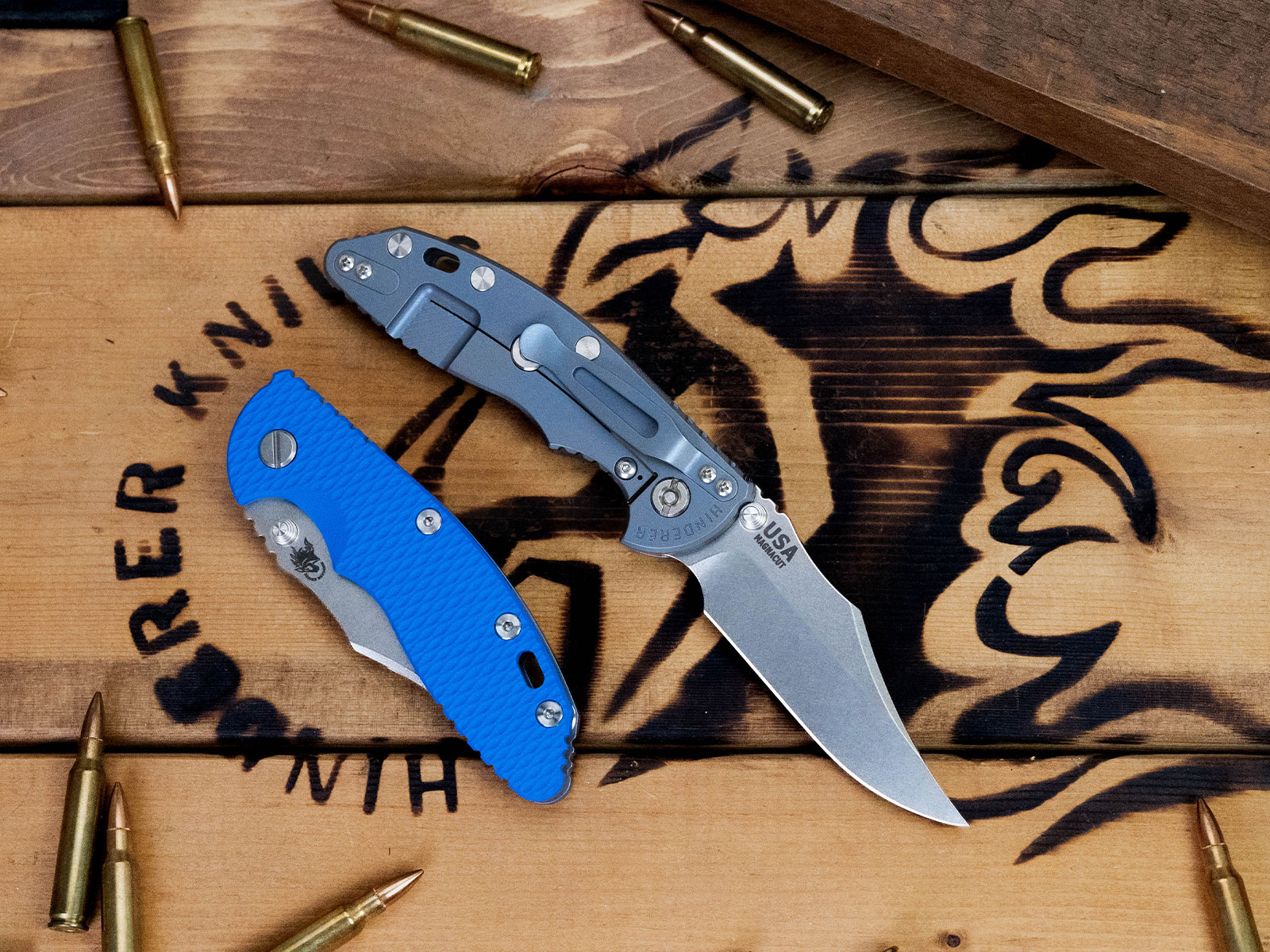ExpProductCell_XM-18 3.5" Bowie-Non Flipper-Magnacut-Stonewash Blade-Bead Blast Blue-G10