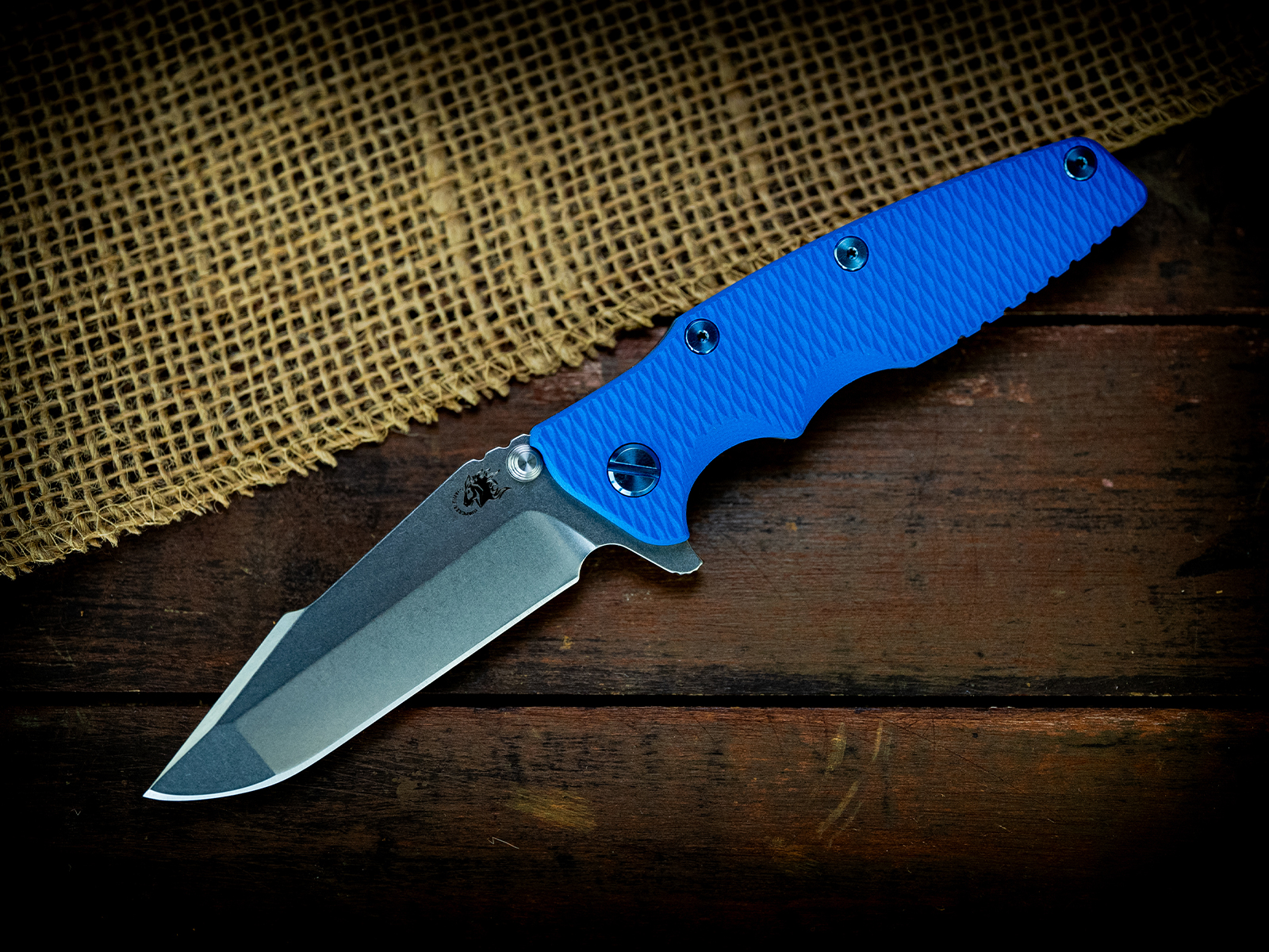 Eklipse-S45VN-Harpoon Spanto-Stonewash Blade-Working Finish Dark Blue-Blue G10-Blue Ti Hardware Eklipse-S45VN-Harpoon Spanto-Stonewash Blade-Working Finish Dark Blue-Blue G10-Blue Ti Hardware