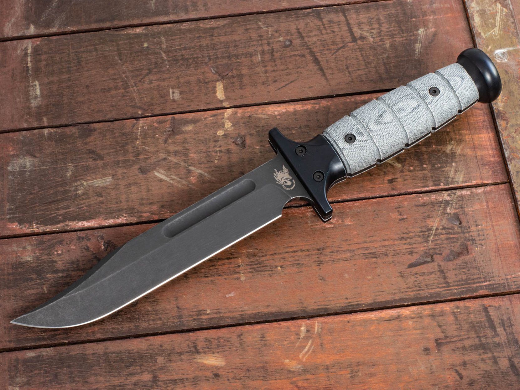 ExpProductCell_Rick Hinderer Knives "KaBar"-O1 Tool Steel-Parkarized-Black Micarta