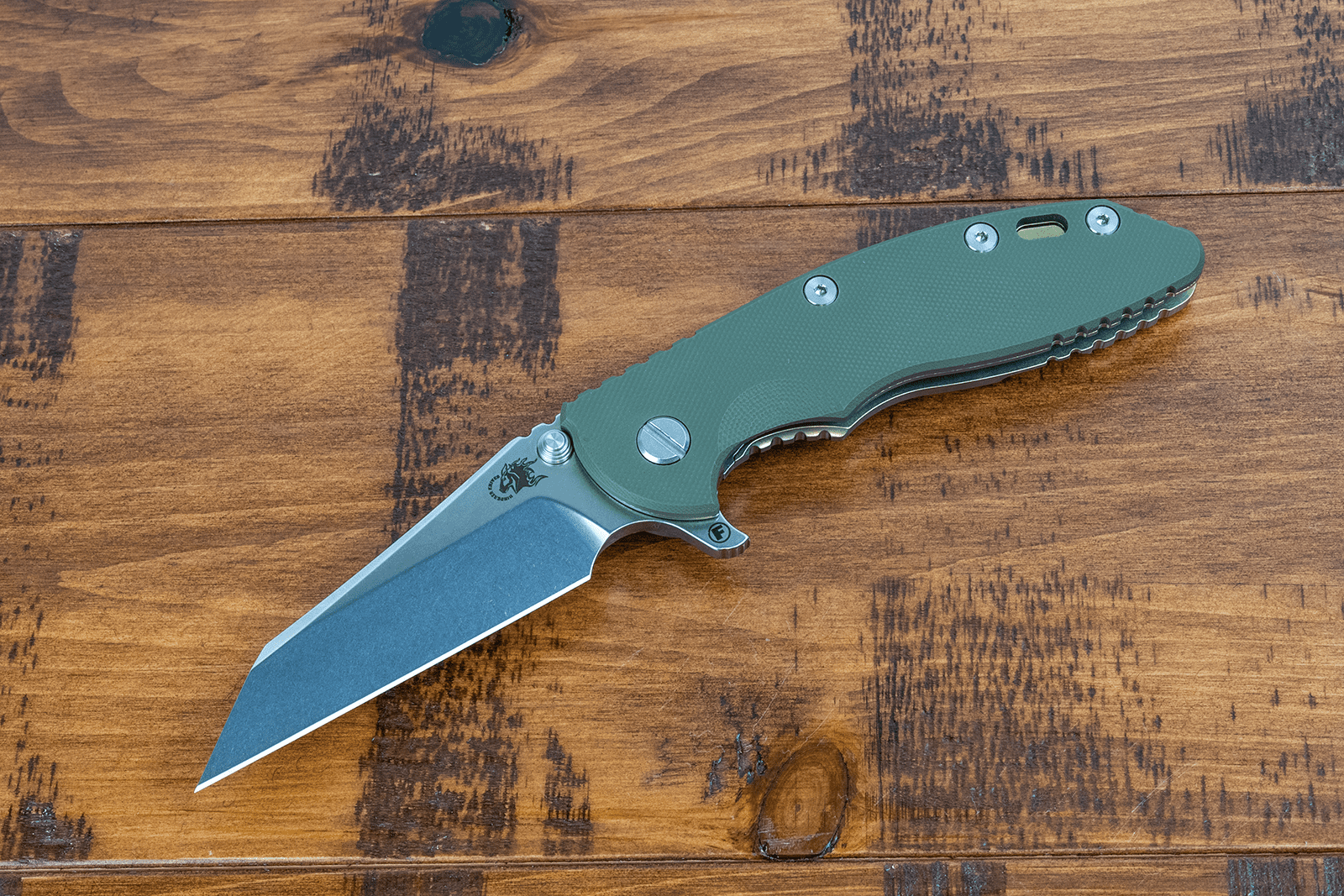 XM-18 3.5" Fatty Wharncliffe-S45VN-Stonewash Double Anodized-Smooth OD Green G10-Titanium Stonewash- Holey Clip XM-18 3.5" Fatty Wharncliffe-S45VN-Stonewash Double Anodized-Smooth OD Green G10-Titanium Stonewash- Holey Clip