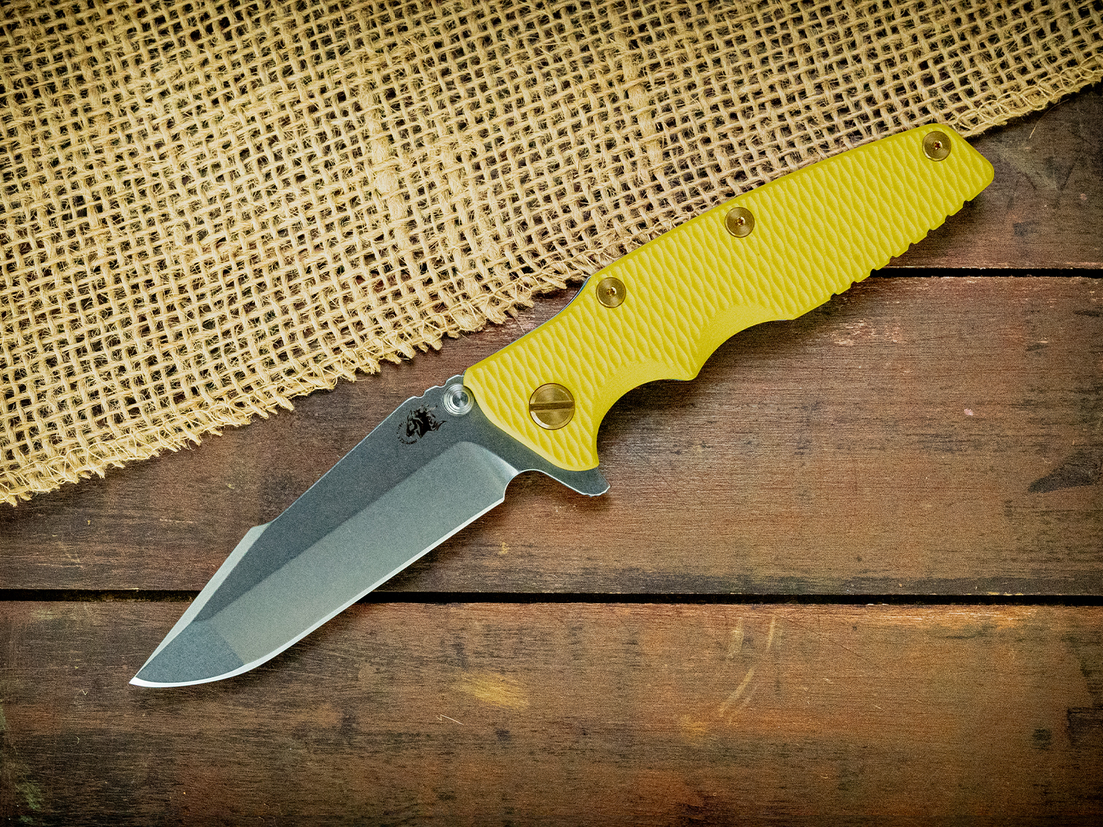 Eklipse-S45VN-Harpoon Spanto-Stonewash Light Blue-Yellow G10-Brass hardware Eklipse-S45VN-Harpoon Spanto-Stonewash Light Blue-Yellow G10-Brass hardware