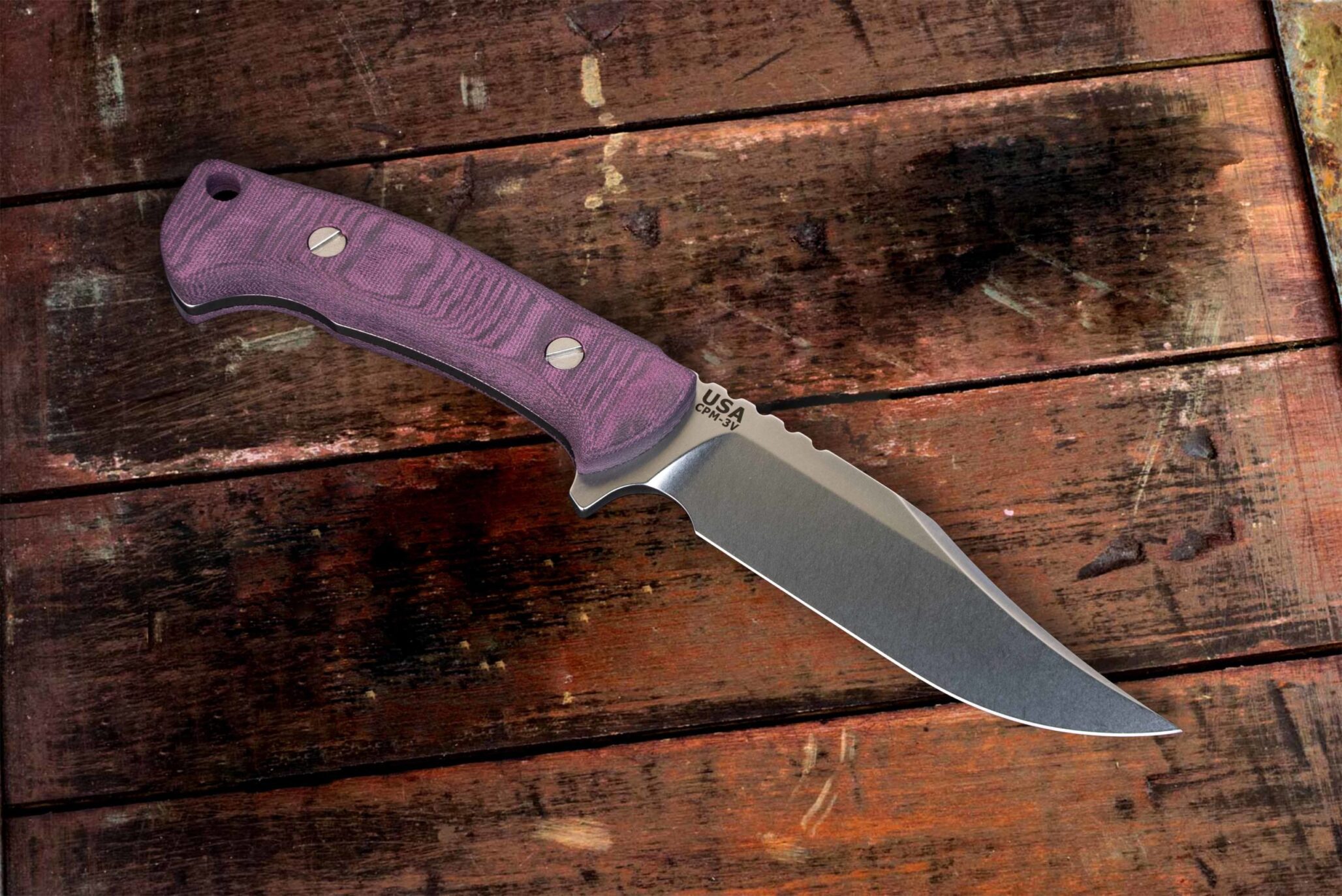 ExpProductCell_The Ranch Bowie-Stonewash-CPM 3V-Burgundy Micarta