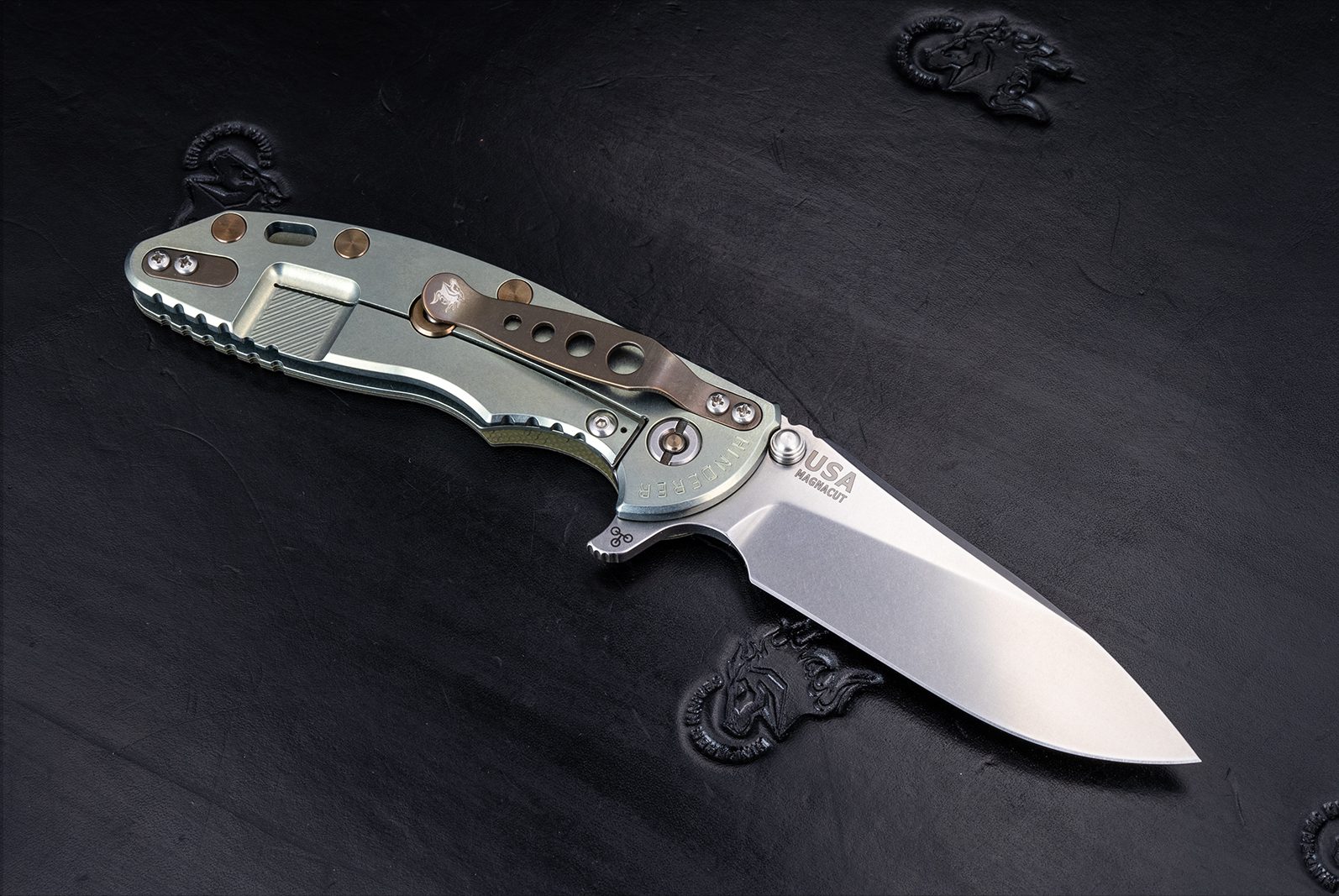XM-18 3.5" Skinny Slicer-Flat Ground-Magnacut-Stonewash Light Green-Green/Black G10-Titanium Hardware XM-18 3.5" Skinny Slicer-Flat Ground-Magnacut-Stonewash Light Green-Green/Black G10-Titanium Hardware