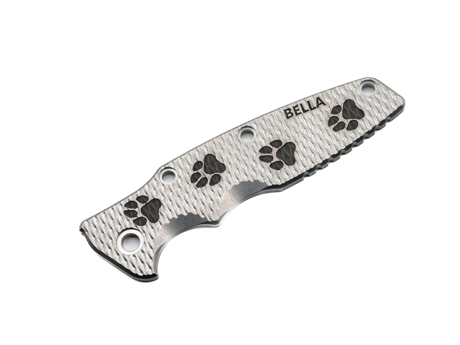ExpProductCell_Eklipse 3.5" Titanium Scale-Textured-Dog Paw with Your Dogs Name-Standard