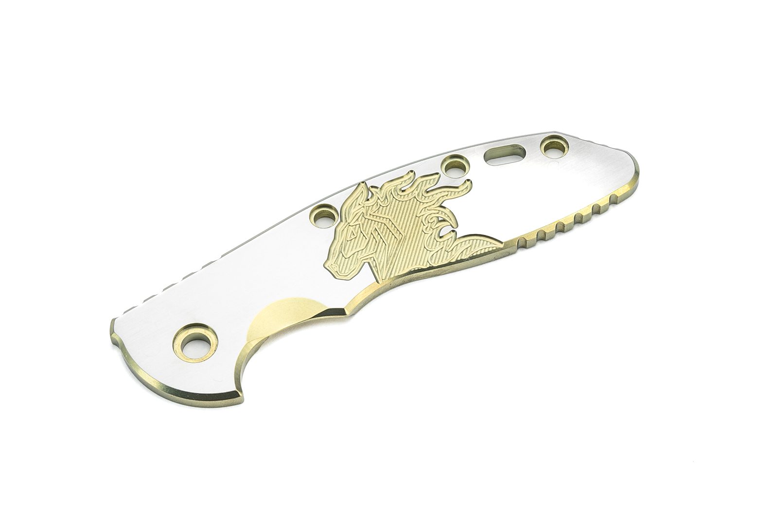 3.5" XM18 Titanium Scale-Milled Horse Head Logo-Satin-Gold/Gold 3.5" XM18 Titanium Scale-Milled Horse Head Logo-Satin-Gold/Gold