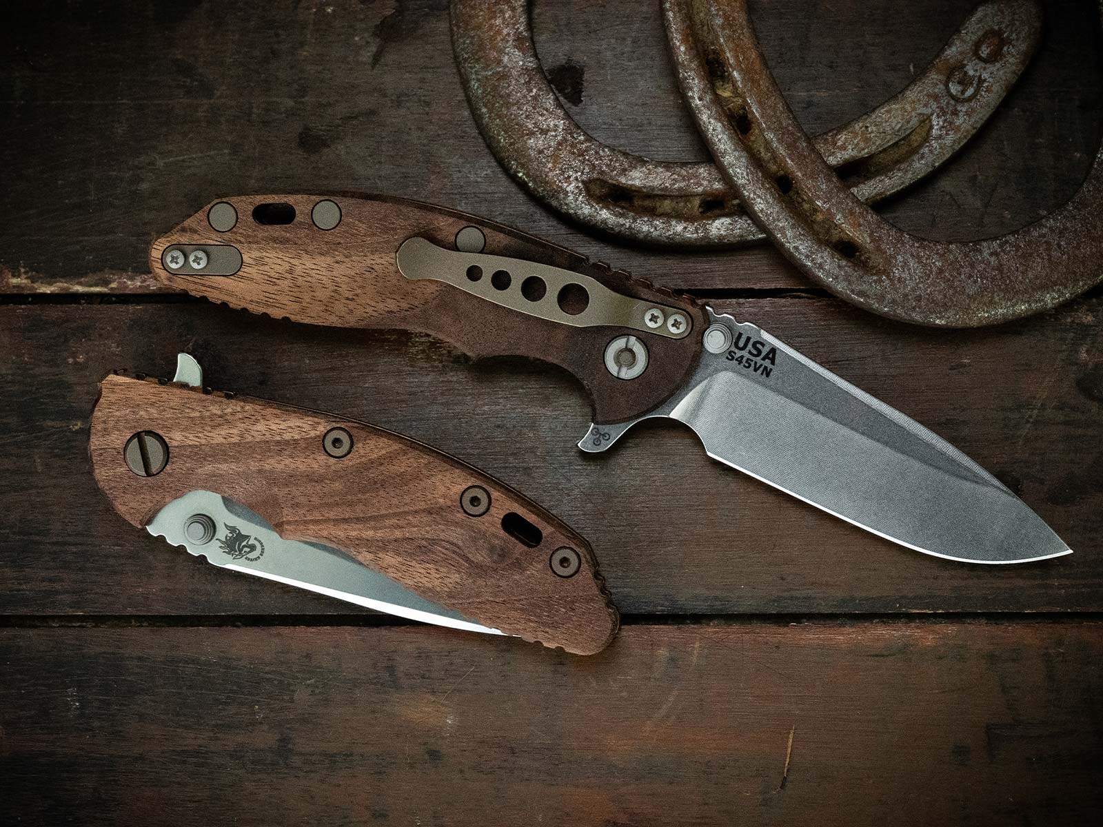 ExpProductCell_XM-18 3.5"-S45VN-Spearpoint Liner Lock-Battle Bronze-Stonewash Blade-Walnut-Battle Bronze Ti Hardware ExpProductCell_XM-18 3.5"-S45VN-Spearpoint Liner Lock-Battle Bronze-Stonewash Blade-Walnut-Battle Bronze Ti Hardware