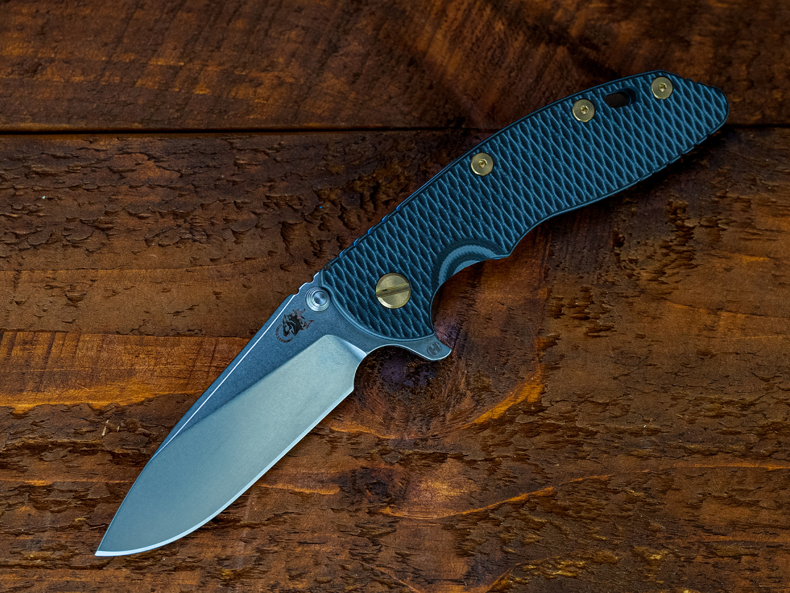 XM-18 3.5- Slicer Hollow Ground-S45VN-Stonewash Blue-Grey/Black G10-Brass Hardware XM-18 3.5- Slicer Hollow Ground-S45VN-Stonewash Blue-Grey/Black G10-Brass Hardware