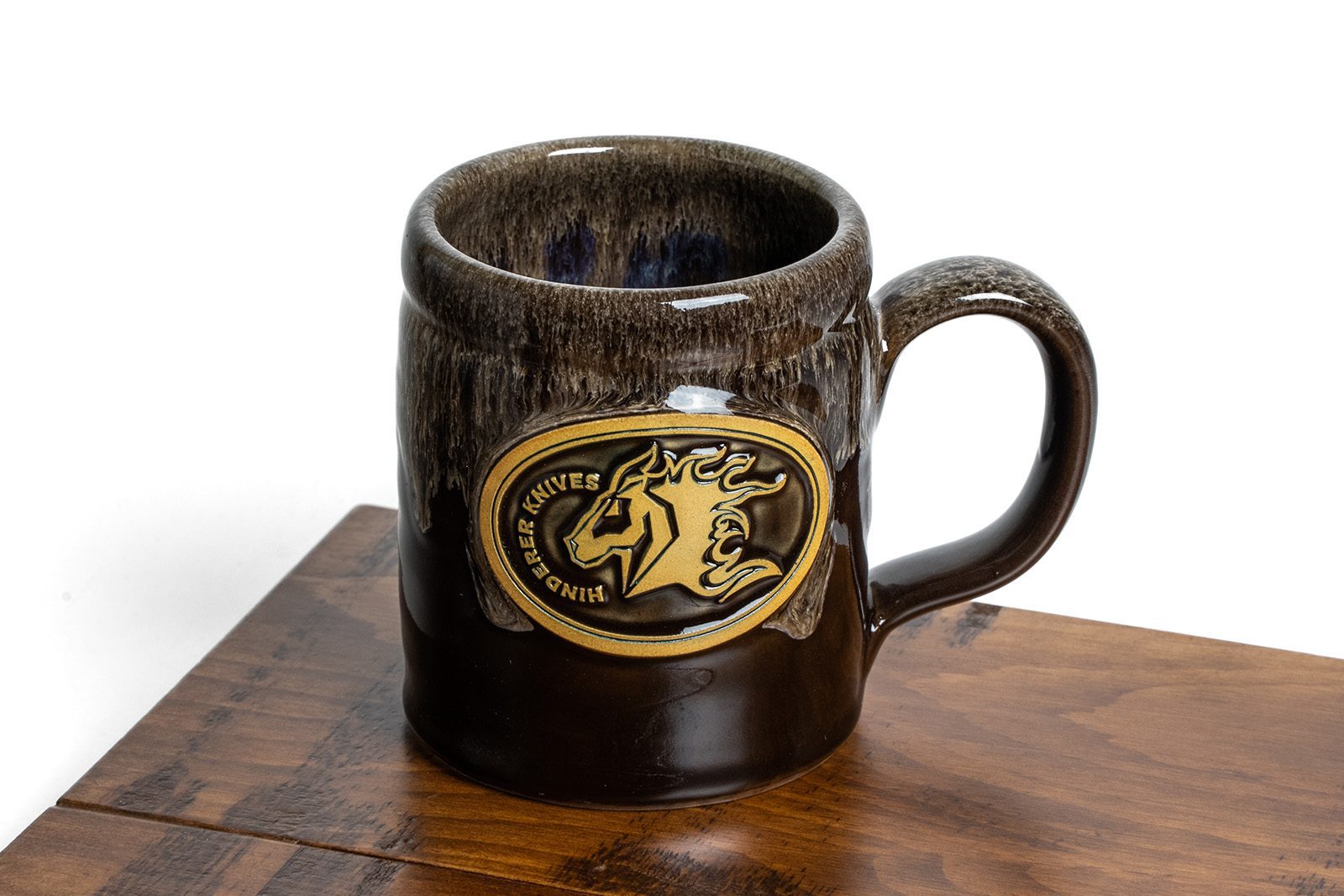 Hinderer Knives/Deneen Pottery "Camper Mug"-Chocolate/Sand/White Hinderer Knives/Deneen Pottery "Camper Mug"-Chocolate/Sand/White
