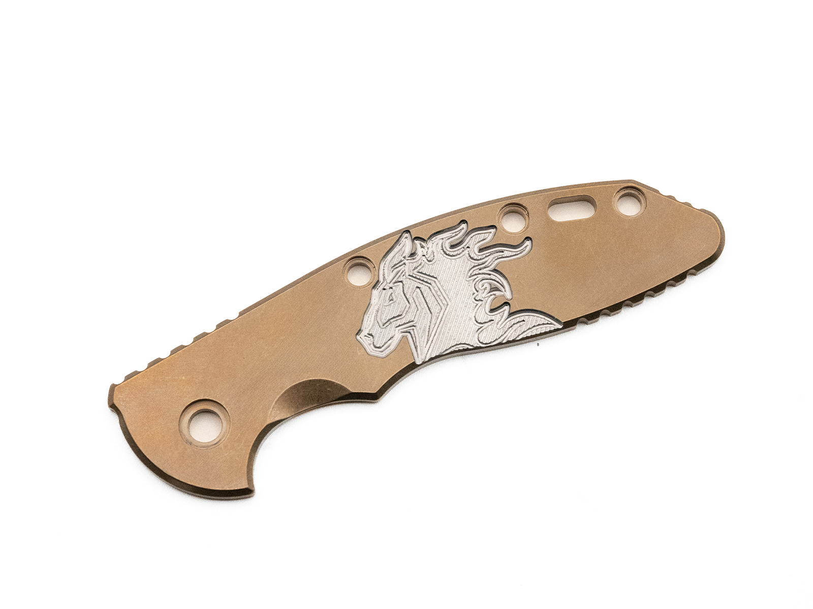 ExpProductCell_3.5" XM18-SKINNY-Titanium Scale-Milled Horse Head Logo-Smooth-Stonewash Bronze-Silver/Silver