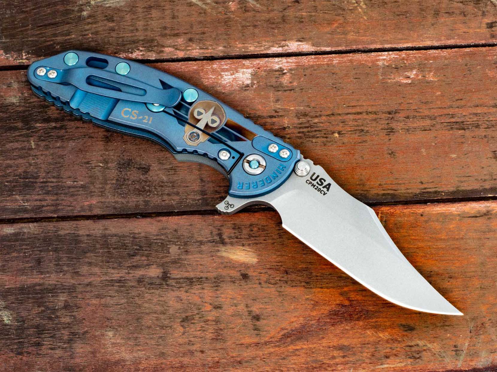 XM-18 3.5" Bowie-Containment Series-Working Finish-Battle Blue-Translucent G10 XM-18 3.5" Bowie-Containment Series-Working Finish-Battle Blue-Translucent G10