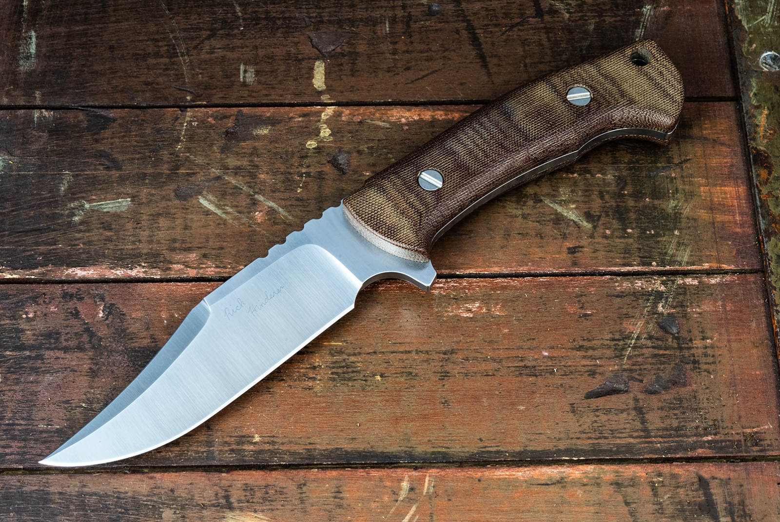 ExpProductCell_Rick Hinderer Custom The Ranch Bowie-Satin-Natural Micarta