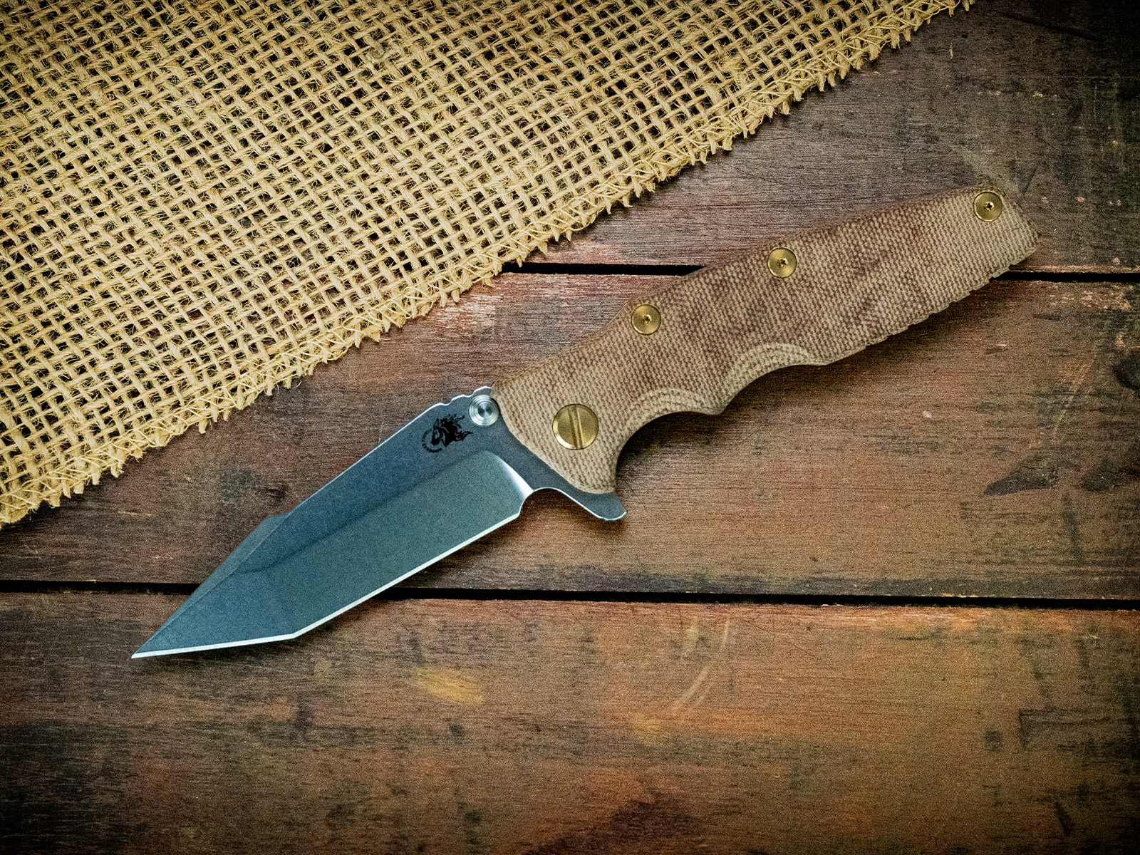 ExpProductCell_Eklipse-S45VN-Harpoon Tanto-Stonewash Bronze-Smooth Natural Micarta-Brass Hardware