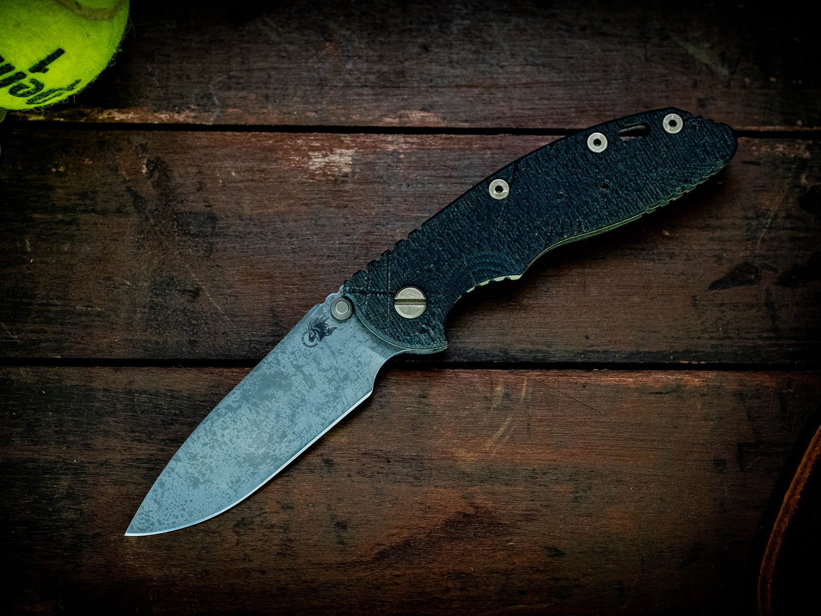 XM-18 3.5" Non-Flipper Slicer-Flat Ground-S45VN-Battle Hound-24 Green-Textured Black Micarta XM-18 3.5" Non-Flipper Slicer-Flat Ground-S45VN-Battle Hound-24 Green-Textured Black Micarta