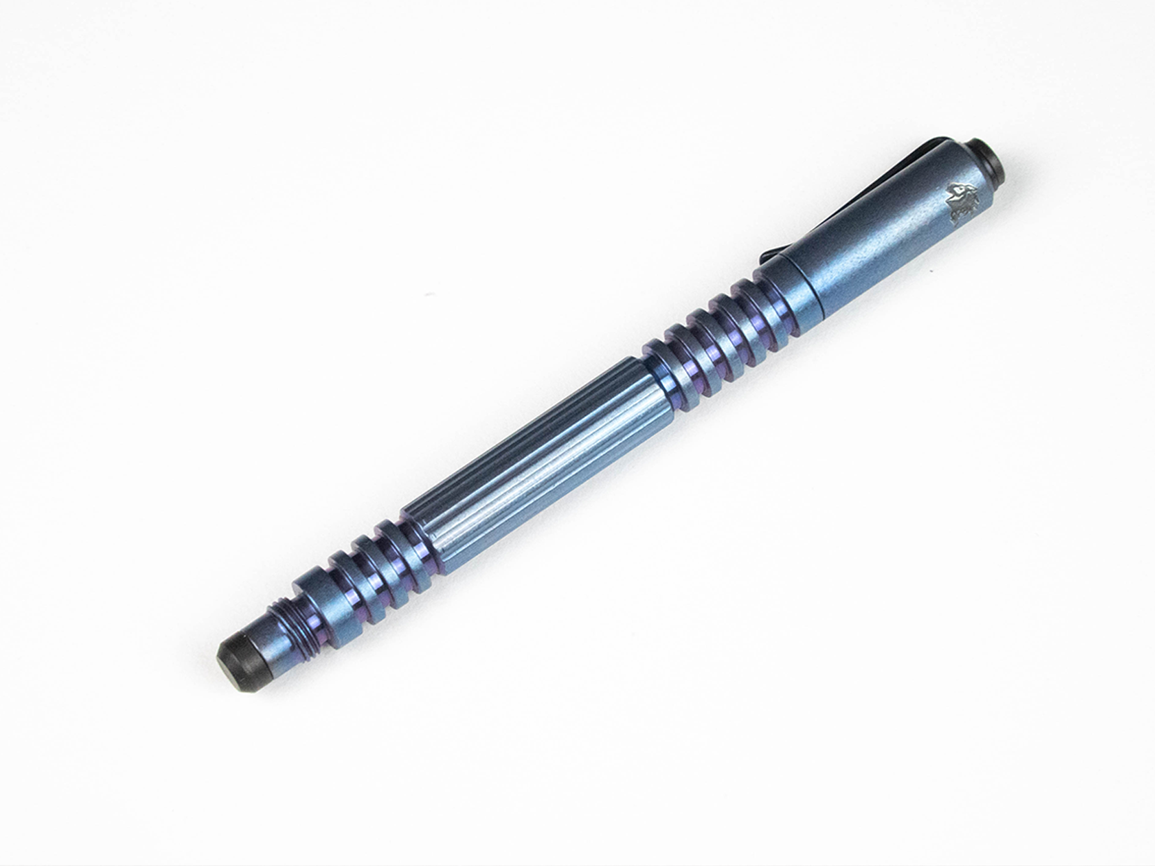 ExpProductCell_Investigator Pen-Titanium - Straight Flute - Stonewash Blue- Black Hardware