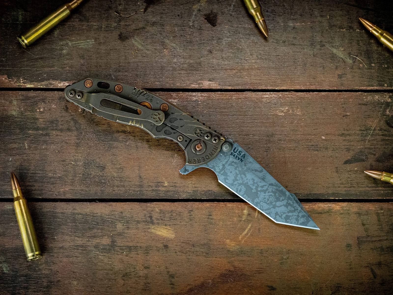 XM-18 3" Harpoon Tanto-S45VN-Battle Hound 24 Bronze-Grey G10-Copper Hardware XM-18 3" Harpoon Tanto-S45VN-Battle Hound 24 Bronze-Grey G10-Copper Hardware