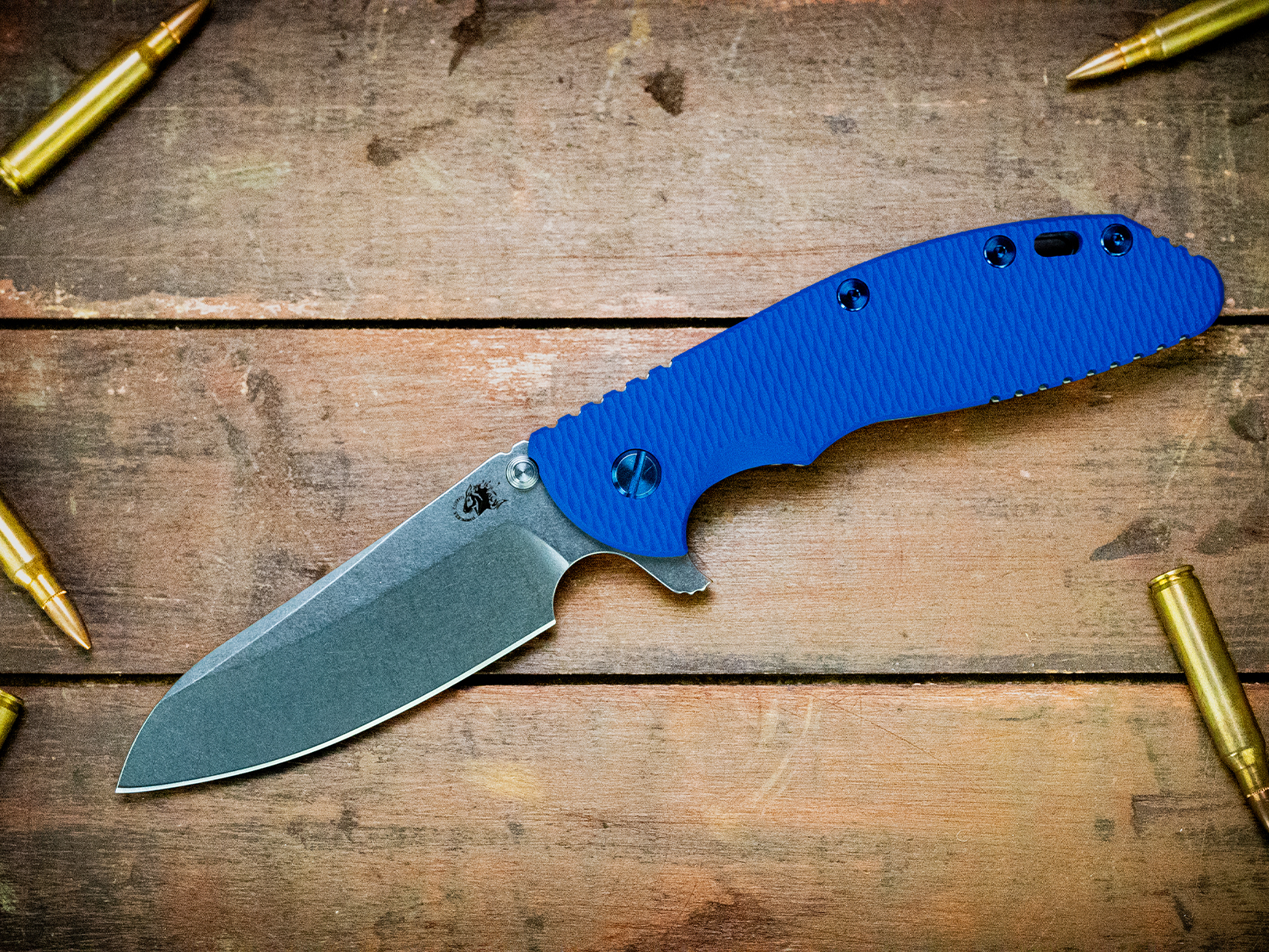 XM-24 Sheepsfoot-CPM20CV-Textured Stonewash-Blue G10-Blue Titanium Hardware XM-24 Sheepsfoot-CPM20CV-Textured Stonewash-Blue G10-Blue Titanium Hardware