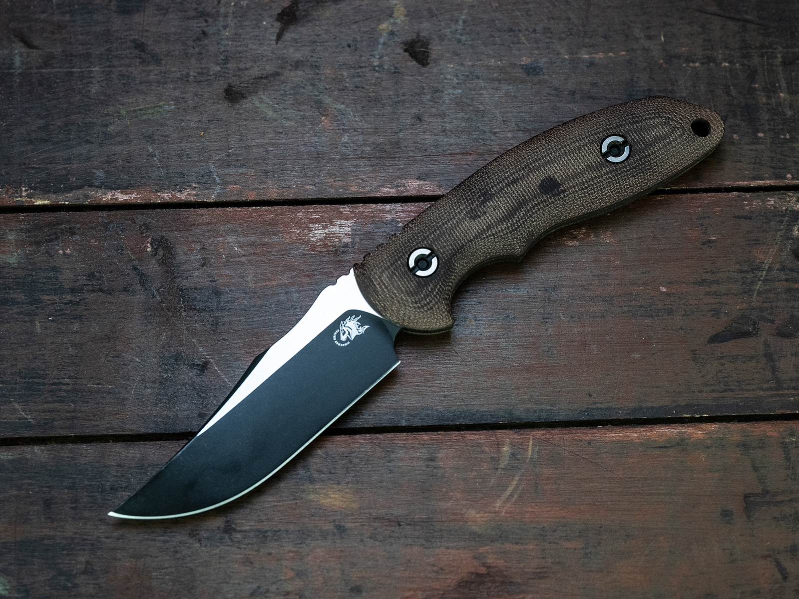 ExpProductCell_Rick Hinderer Reserve Line - Emmett - Two Tone - Brown Micarta - Polished Black Nitride Hardware