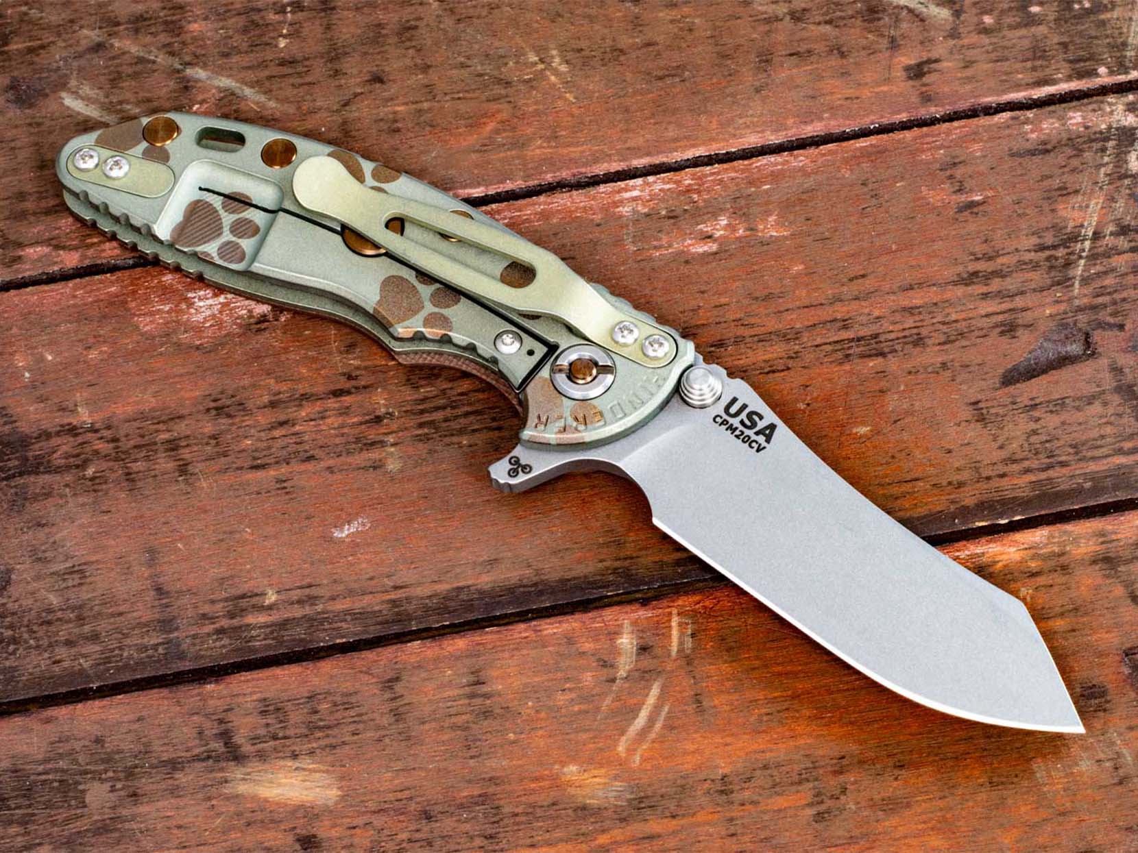 XM-18 3" Skinner-Chaos Dog Paws-Working Finish-Battle Green/Bronze-FDE G10