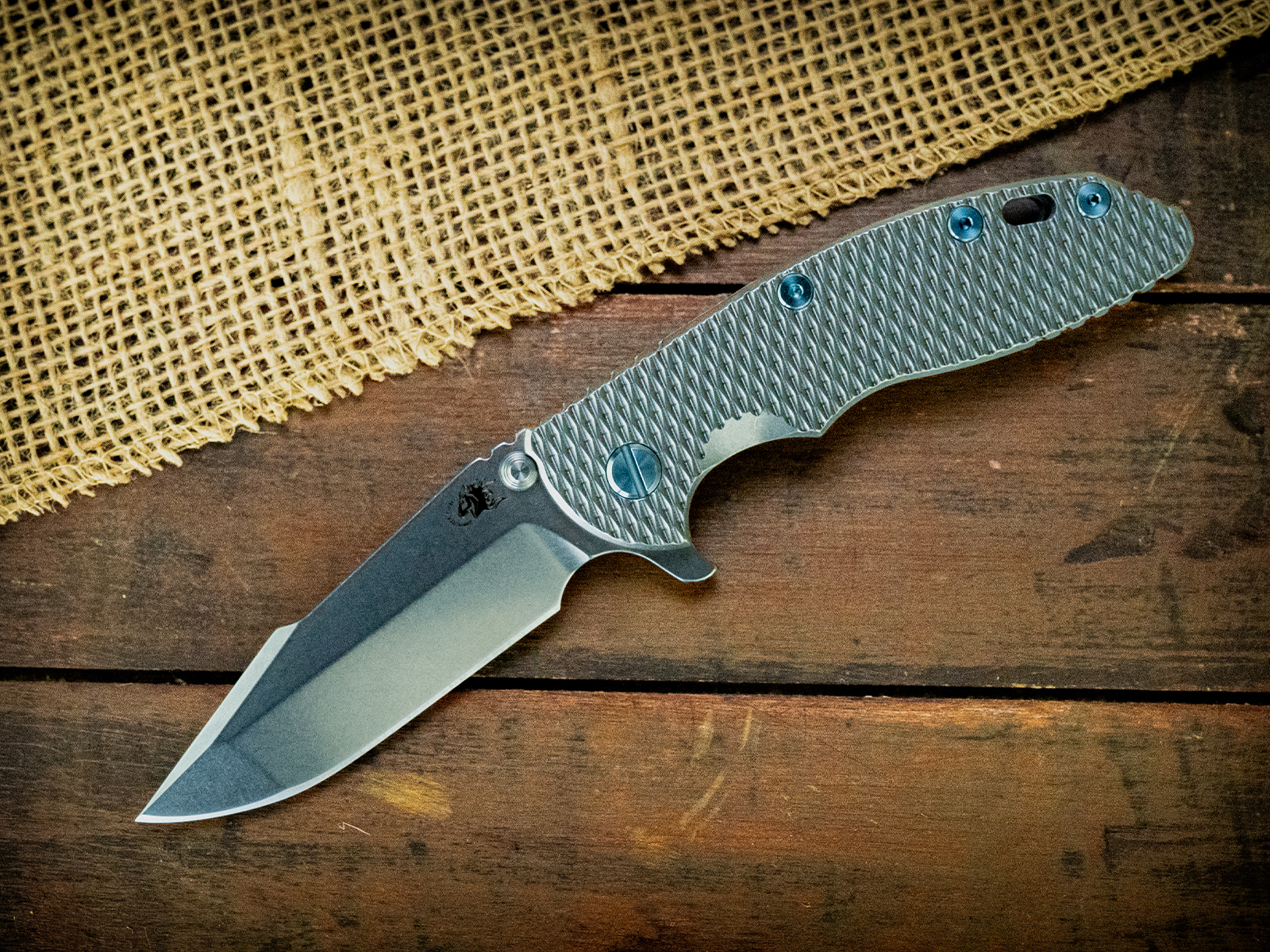 XM-18 3.5" Harpoon Spanto-S45VN-Stonewash Full Texture Ti-Light Blue Ti Hardware XM-18 3.5" Harpoon Spanto-S45VN-Stonewash Full Texture Ti-Light Blue Ti Hardware