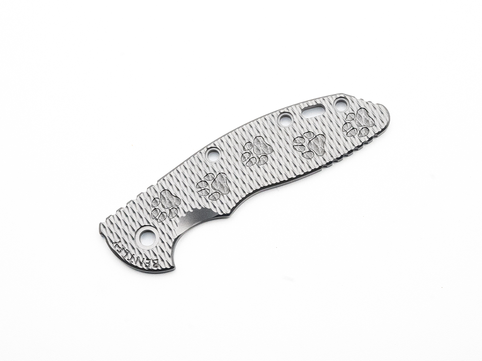 XM-18 3.5" Titanium Scale-Textured Limited Finishes-Dog Paw with Your Dogs Name XM-18 3.5" Titanium Scale-Textured Limited Finishes-Dog Paw with Your Dogs Name