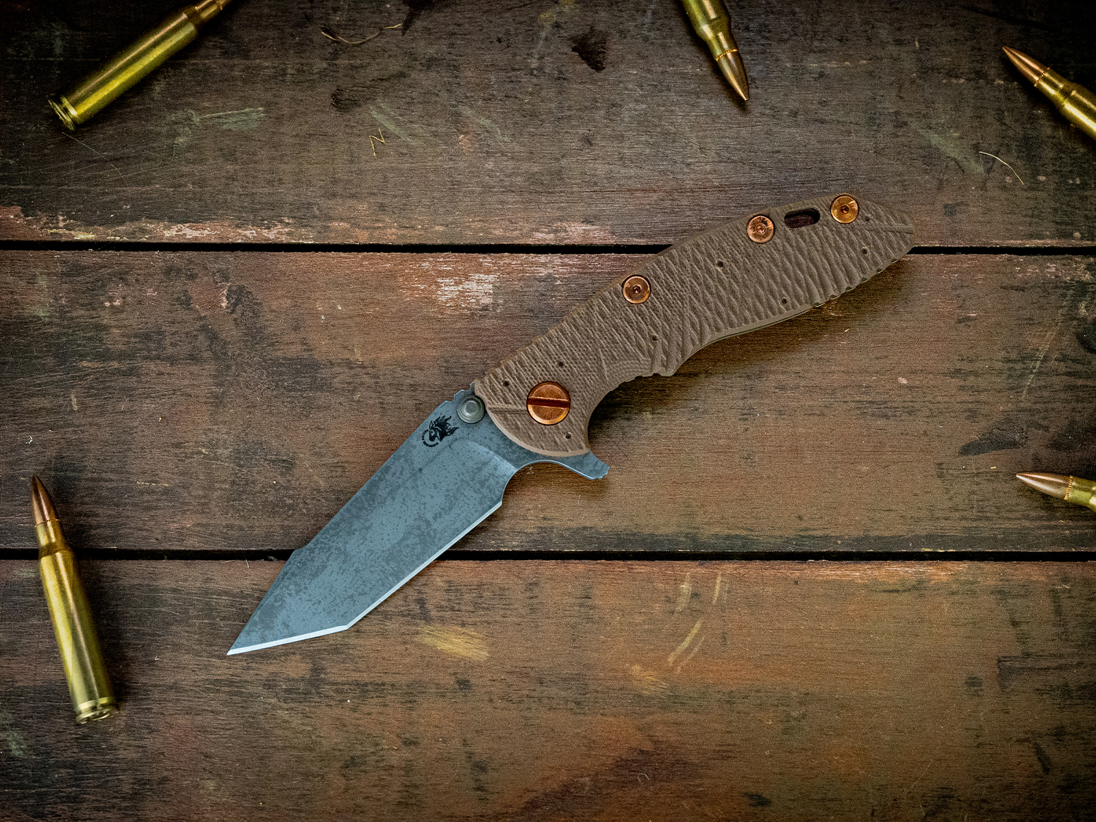 XM-18 3" Harpoon Tanto-S45VN-Battle Hound 24 Green-FDE G10-Copper Hardware XM-18 3" Harpoon Tanto-S45VN-Battle Hound 24 Green-FDE G10-Copper Hardware