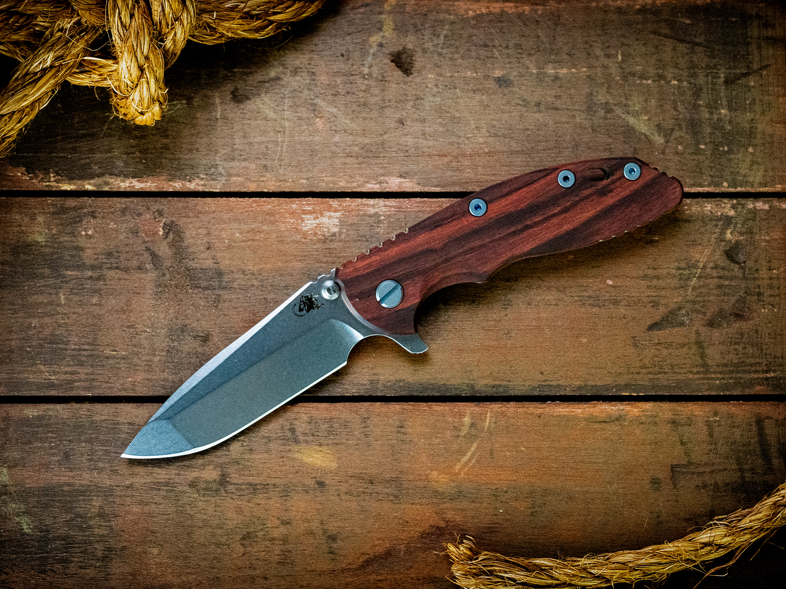 ExpProductCell_XM-18 3.5" Spanto-Stonewash Blade-Bead Blast Green-Kingwood-Bead Blast Blue Ti Hardware